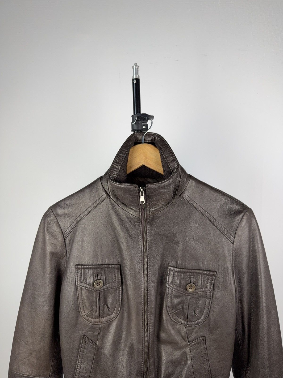Leather Made in Italy Brown Real Leather Bomber Jacket Size 3 Size M / US 6-8 / IT 42-44 - 2 Thumbnail