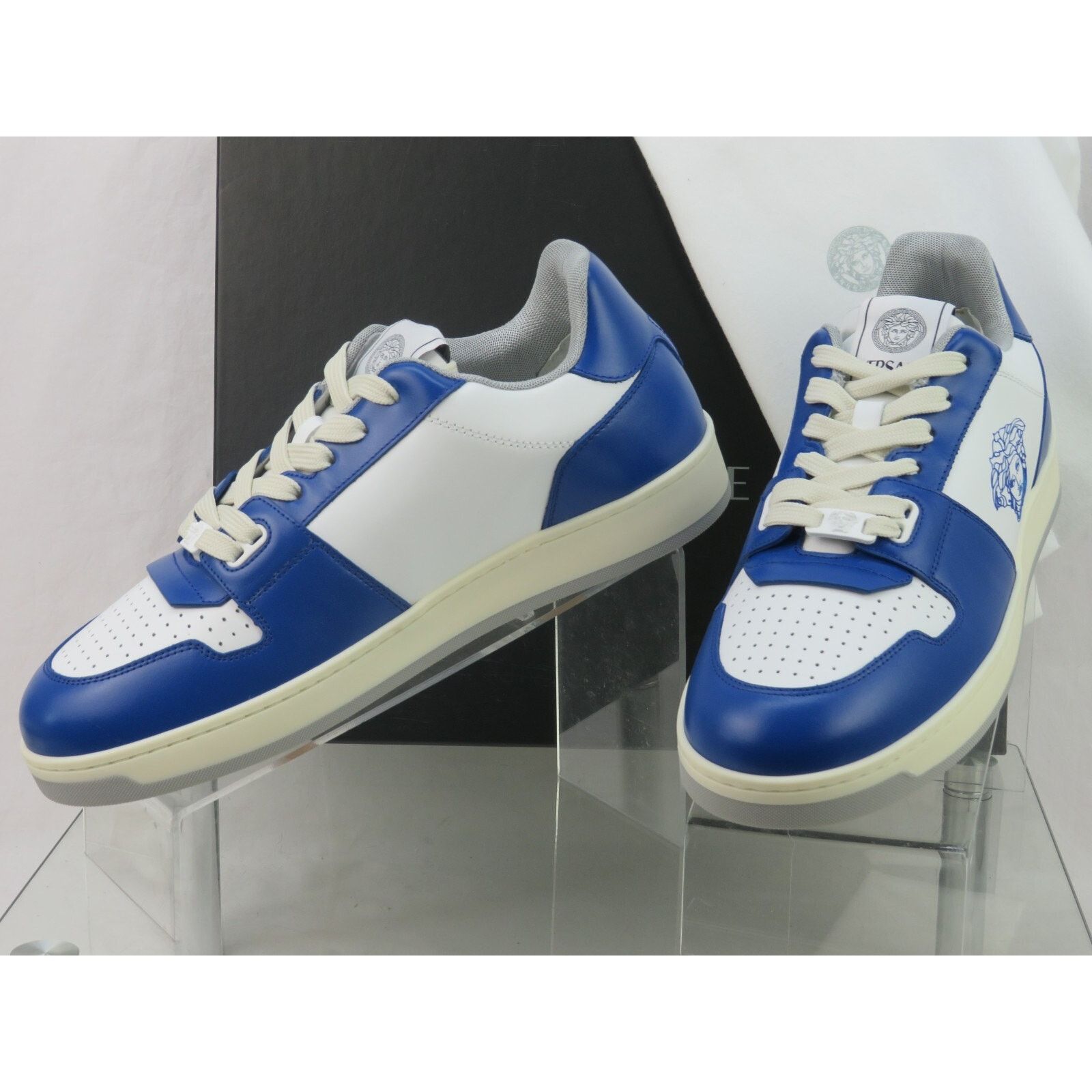 Versace VERSACE BLUE WHITE LEATHER MEDUSA HEAD LOW SNEAKERS 11 44 IT Size US 11 / EU 44 - 5 Thumbnail