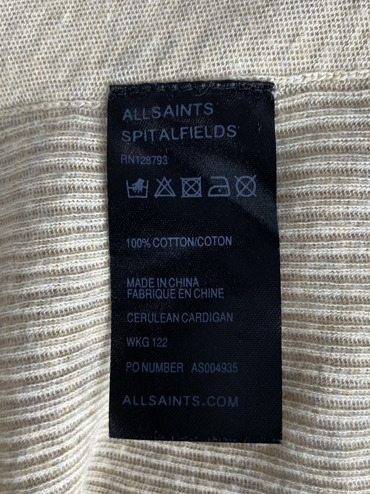 Allsaints Allsaints Cerulean Oatmeal Cotton Asymmetric Cardigan Size L / US 10 / IT 46 - 11 Thumbnail