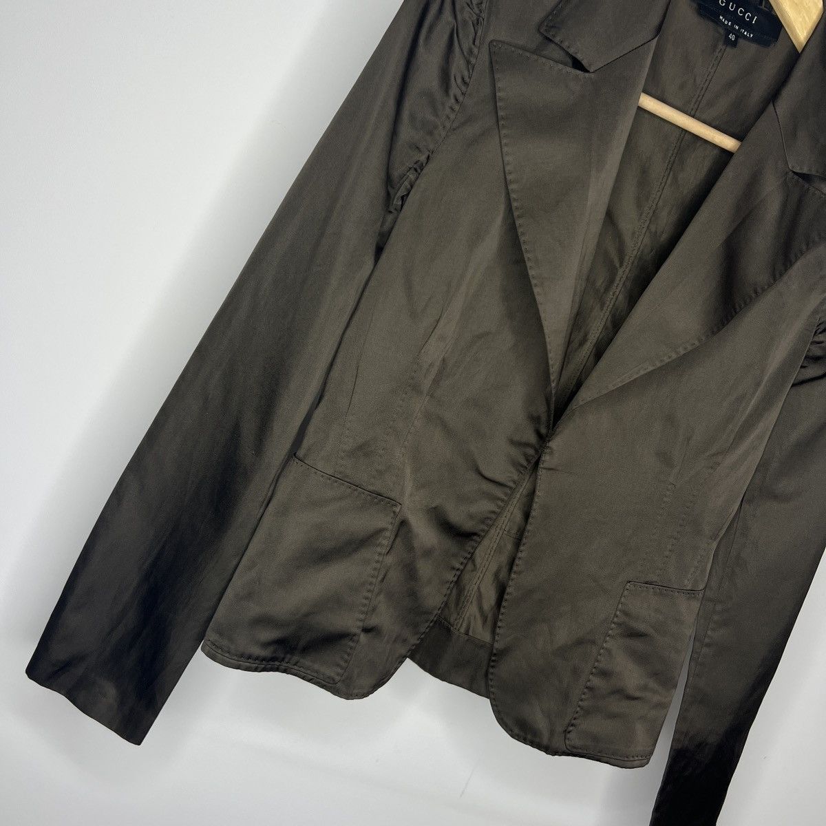 Gucci Gucci by Tom Ford Blazer Jacket Silk Dark Green Khaki RARE Size S / US 4 / IT 40 - 3 Thumbnail