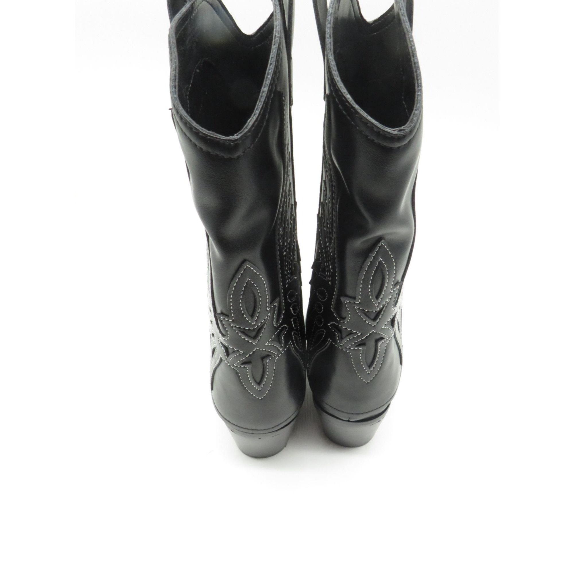 Nine West Nine West Women's Black Cowboy Boot Embroidered Wings Floral Size US 6.5 / IT 36.5 - 4 Thumbnail