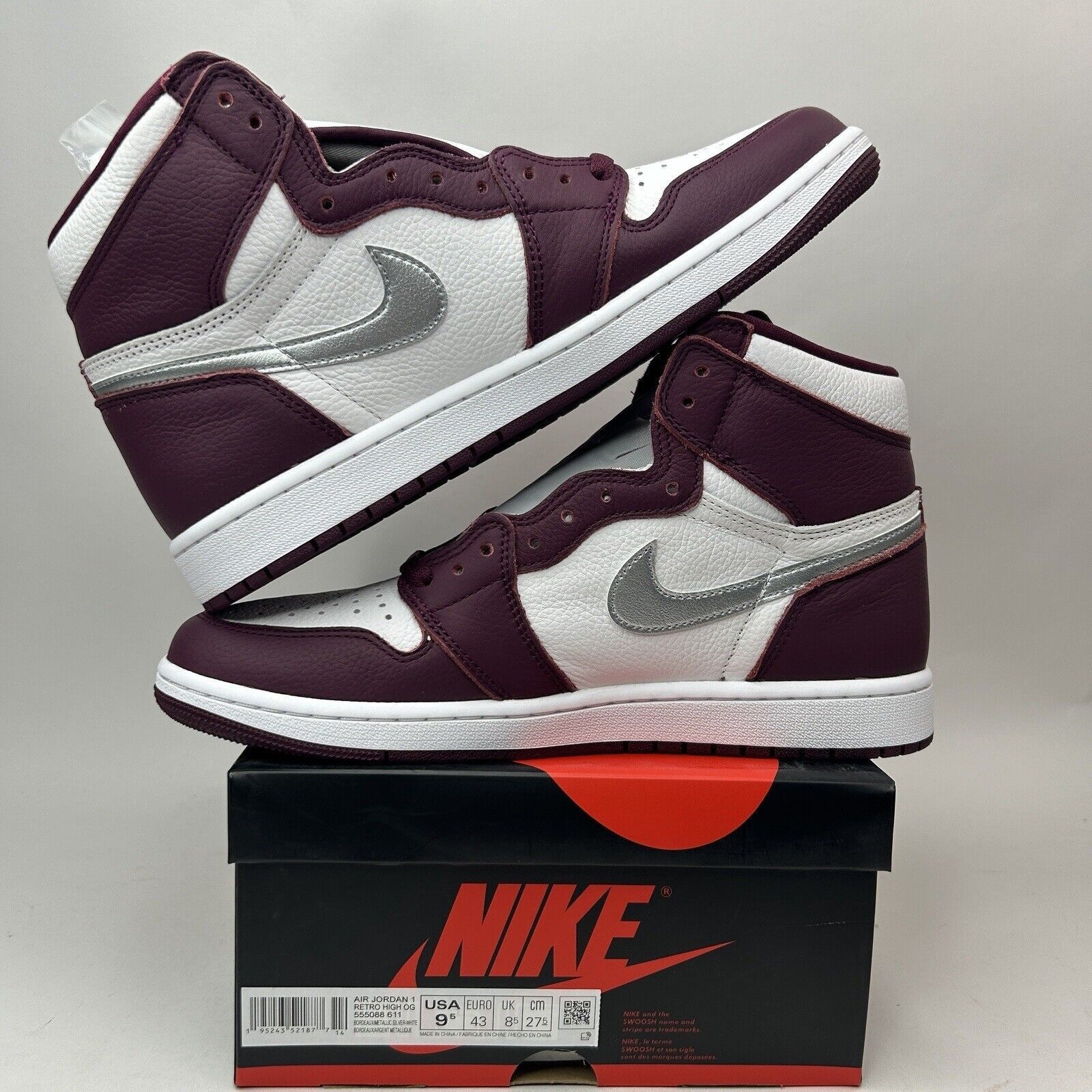 Nike Nike Air Jordan 1 Retro High OG “Bordeaux” 2023 Size US 9.5 / EU 42-43 - 3 Thumbnail