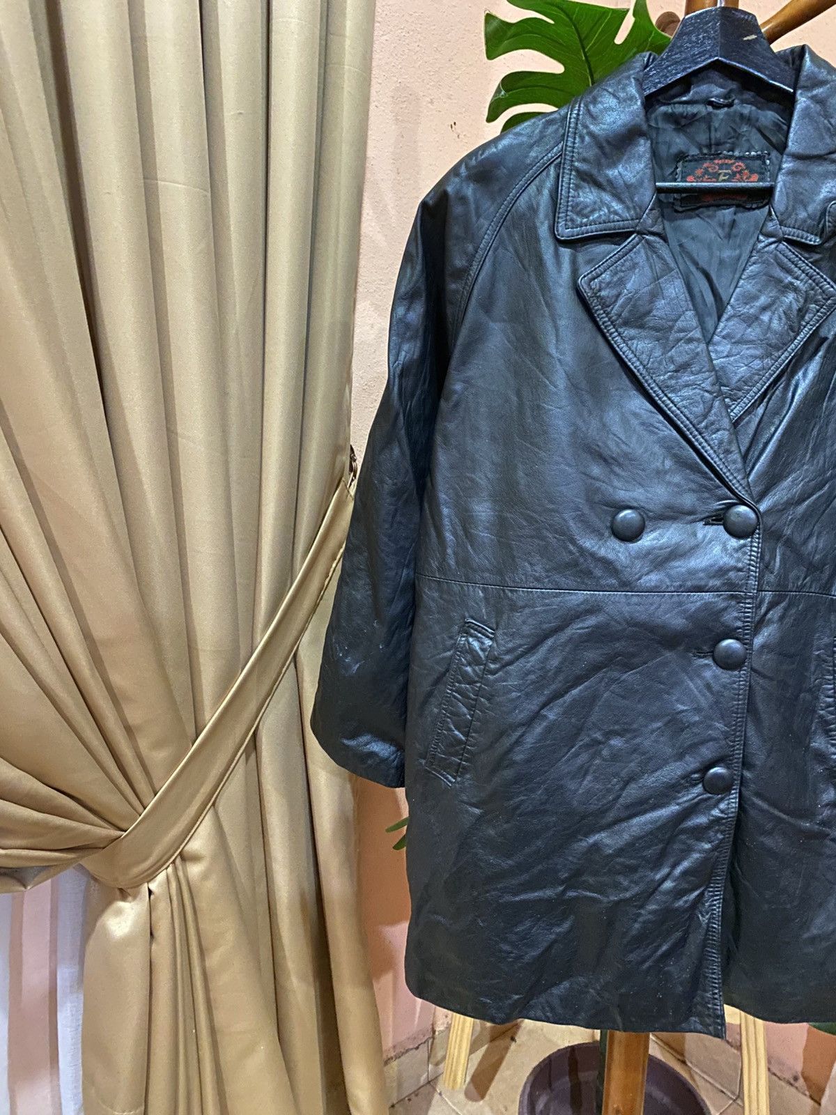 Other Vintage Elite Black Leather Double-Breasted Coat Size US M / EU 48-50 / 2 - 5 Thumbnail