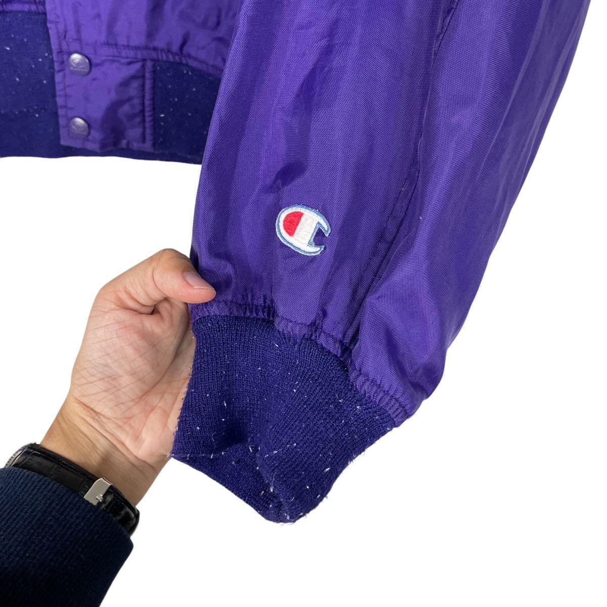 Champion × Vintage 💥70s CHAMPION LIGHT BOMBER SNAP BUTTON Size US L / EU 52-54 / 3 - 13 Thumbnail