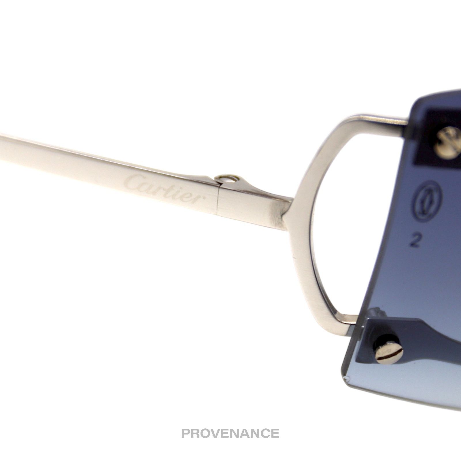 Cartier 🔴 Cartier C Decor Shield Sunglasses - Platinum Blue Size ONE SIZE - 8 Thumbnail