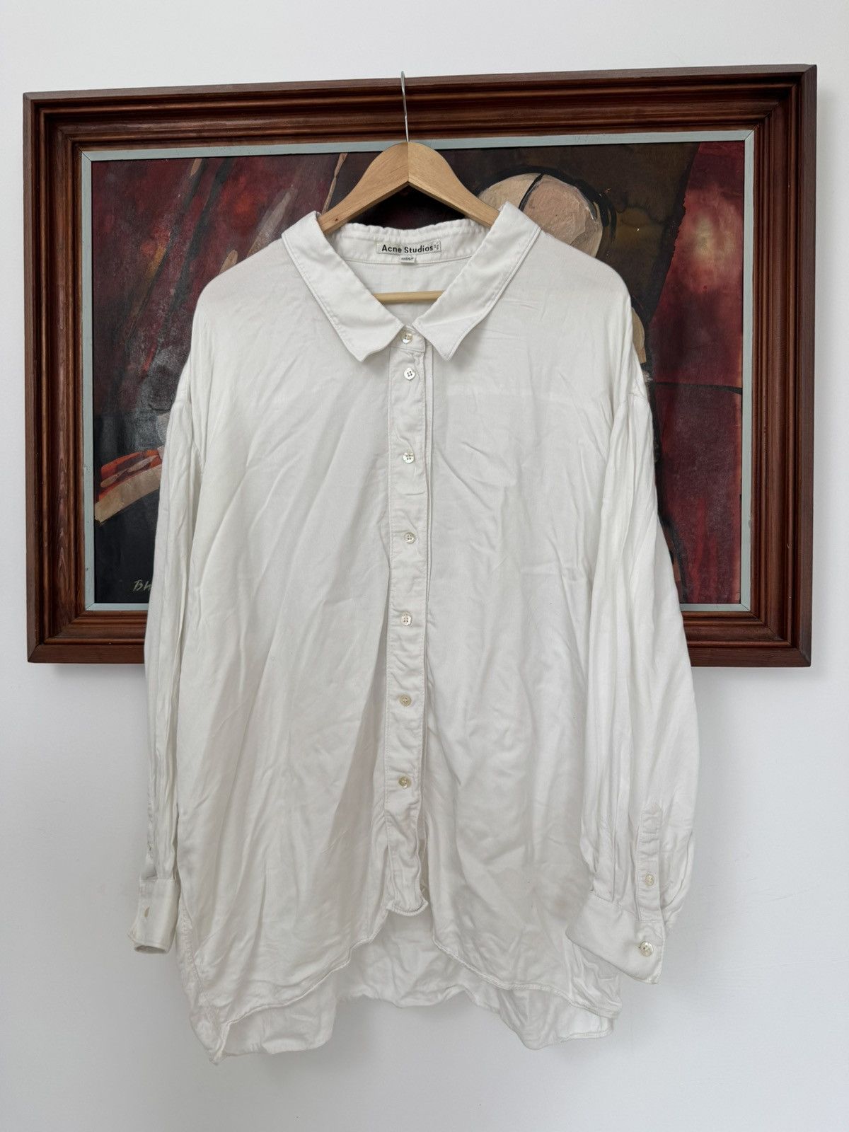 Acne Studios Acne Studios Viscose Button Up Shirt White Designer Size US M / EU 48-50 / 2 - 1 Thumbnail