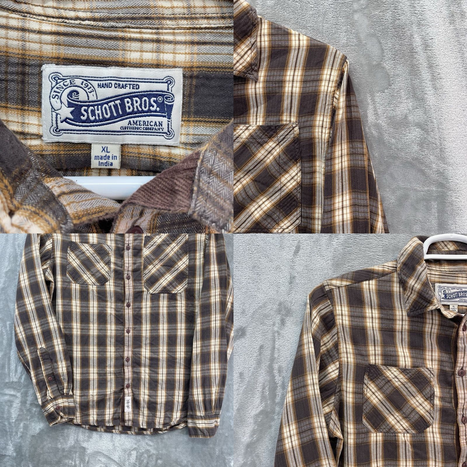 Schott Schott NYC Shirt Men's XL Lightweight Cotton Chest Pockets Plaid Workwear Size US XL / EU 56 / 4 - 8 Thumbnail