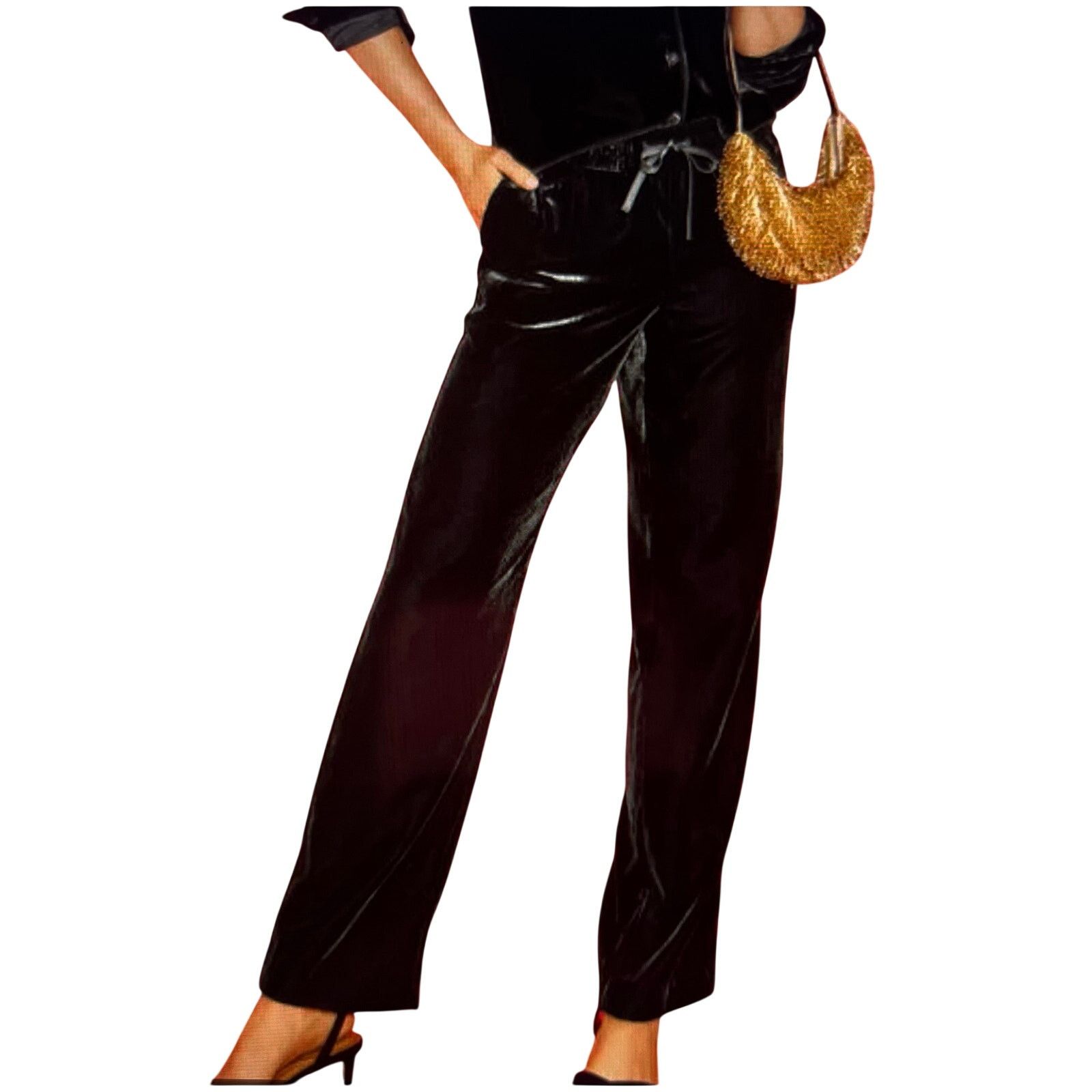 Talbots Talbots Straight Leg Black Velvet Pull-on Pants Whimsygoth Size 32" / US 10 / IT 46 - 5 Thumbnail