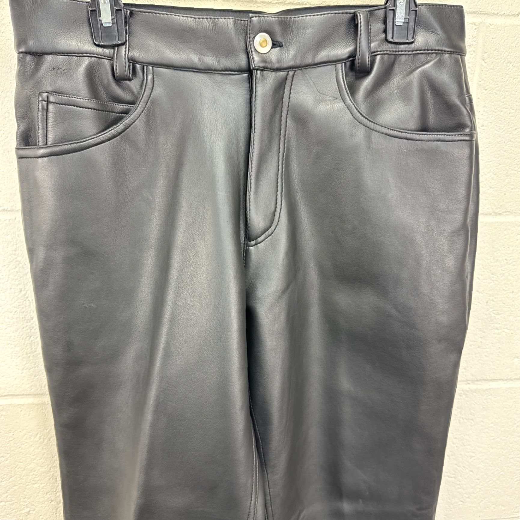 Vintage Morbid Threads Pants Mens 34x34 Black Faux Leather Vinyl Slim Straight Chino Punk Gothic Emo Casual Party/Cocktail Birthday Mens Size US 34 / EU 50 - 4 Thumbnail