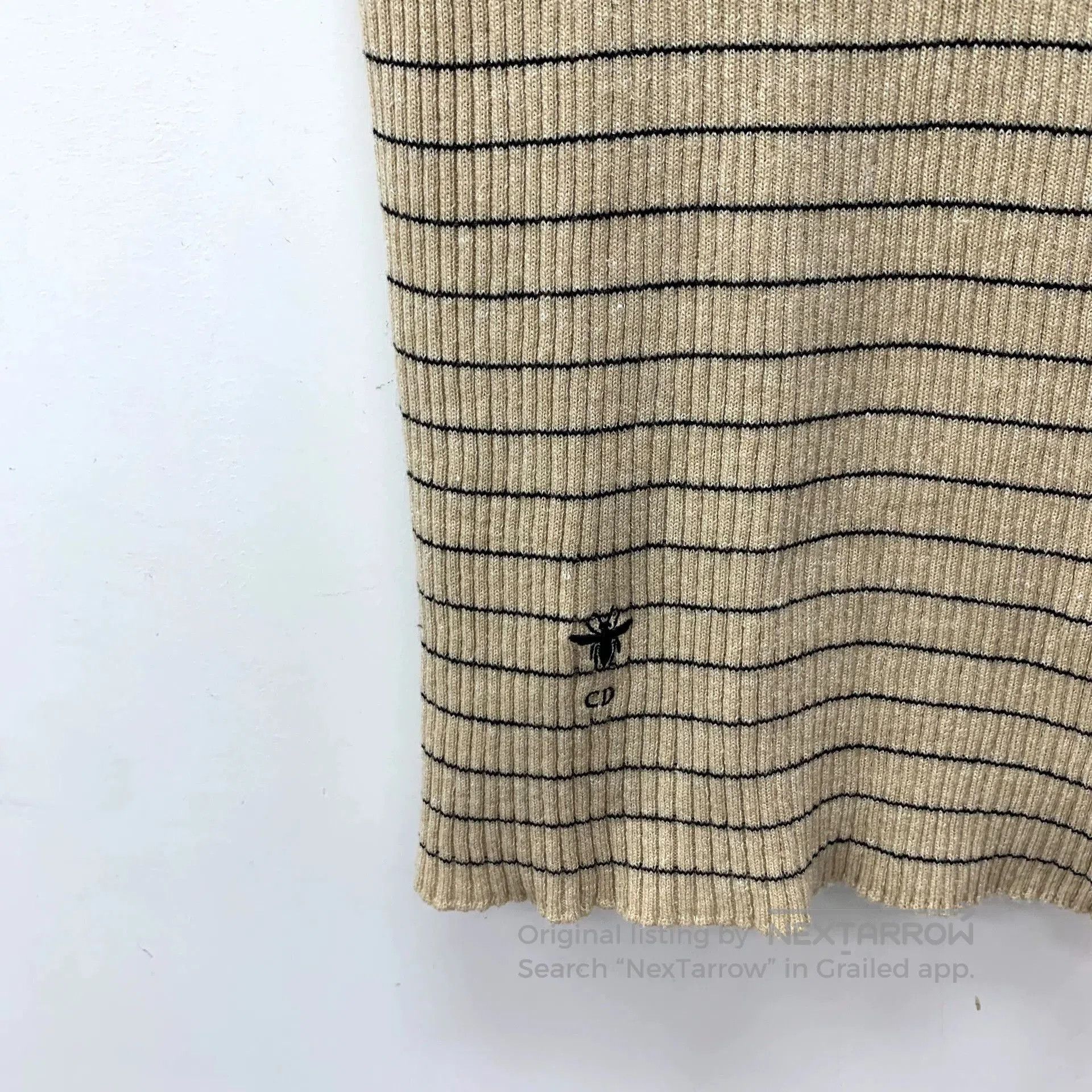 Dior brown striped short sleeve knit top. Size US L / EU 52-54 / 3 - 4 Thumbnail