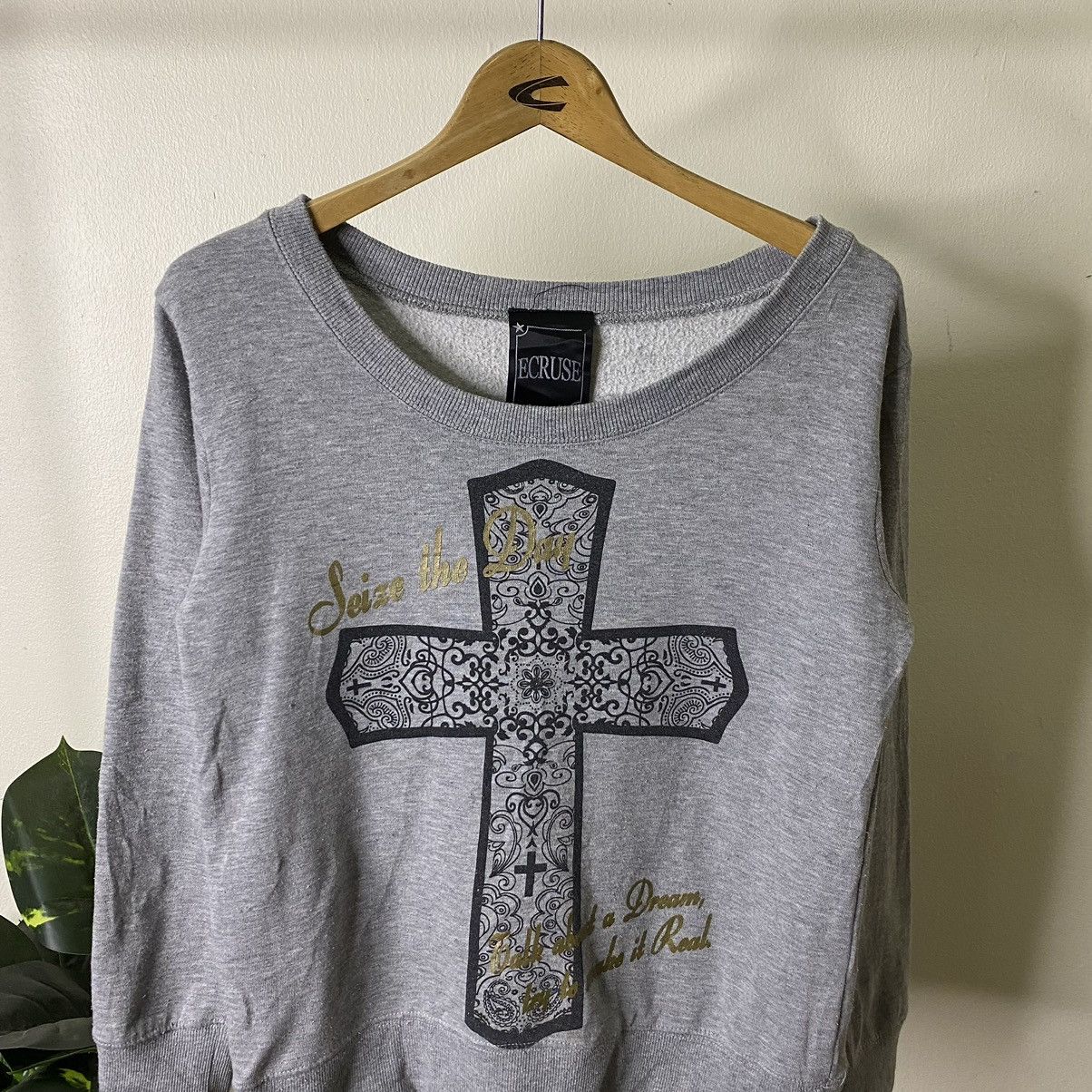 Affliction × Japanese Brand Ecruse Big Cross Affliction Chrome Heart Style Sweatshirt Size US S / EU 44-46 / 1 - 2 Thumbnail