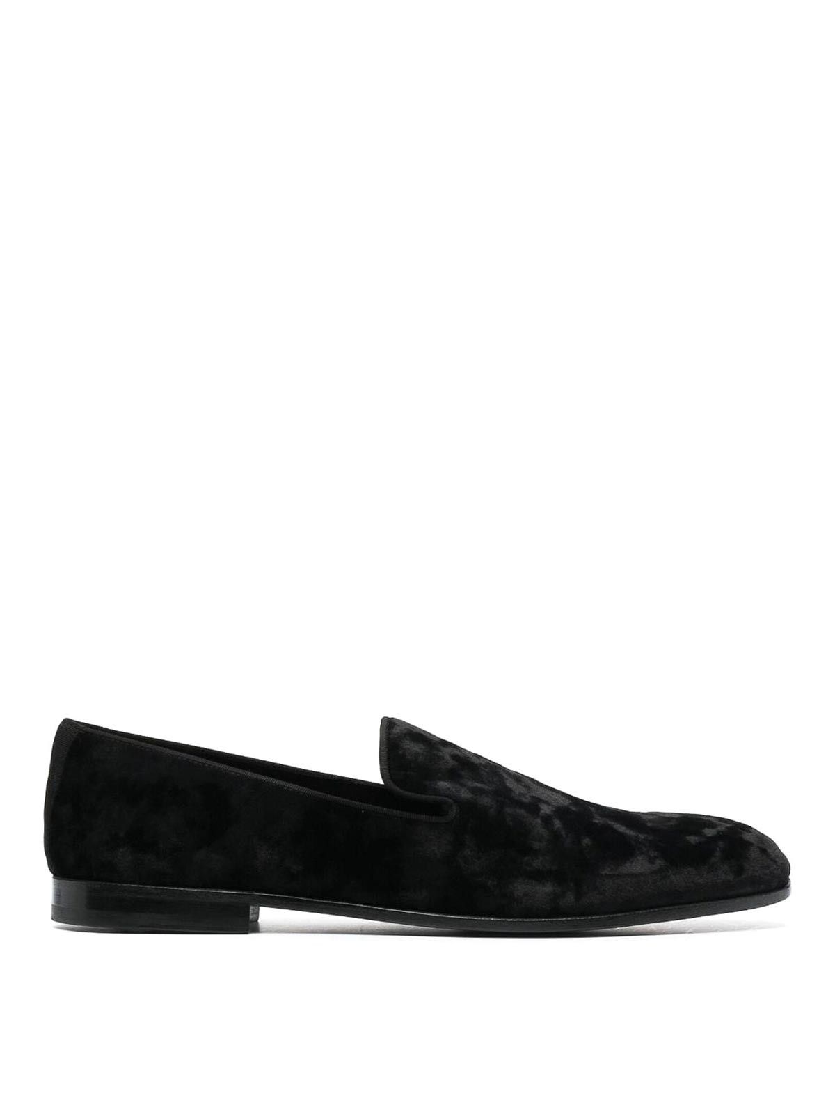 Dolce & Gabbana o1y0125 Velvet Loafers in Black/Grey Size US 7 / EU 40 - 1 Thumbnail