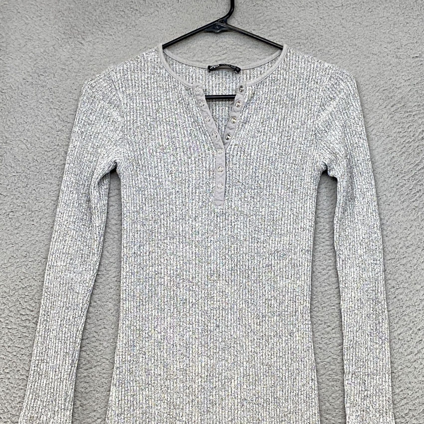 Zara Zara Midi Dress Womens Small Ribbed Henley Bodycon Blogger Neutral Gray Classic Size S / US 4 / IT 40 - 2 Thumbnail