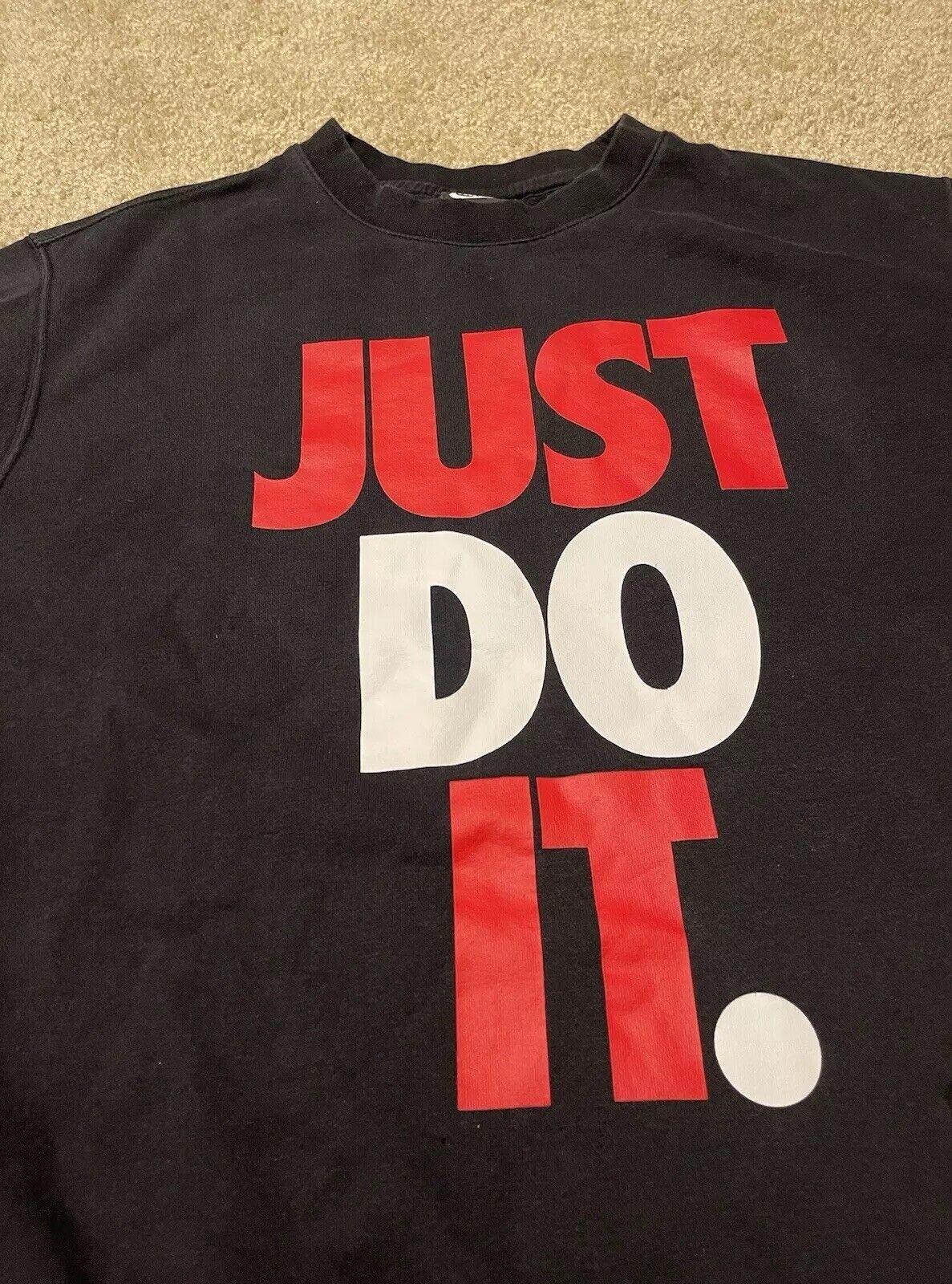 Nike × Vintage Nike Just Do It Logo Men’s Black Red White Crewneck Sweater Size US XL / EU 56 / 4 - 10 Thumbnail