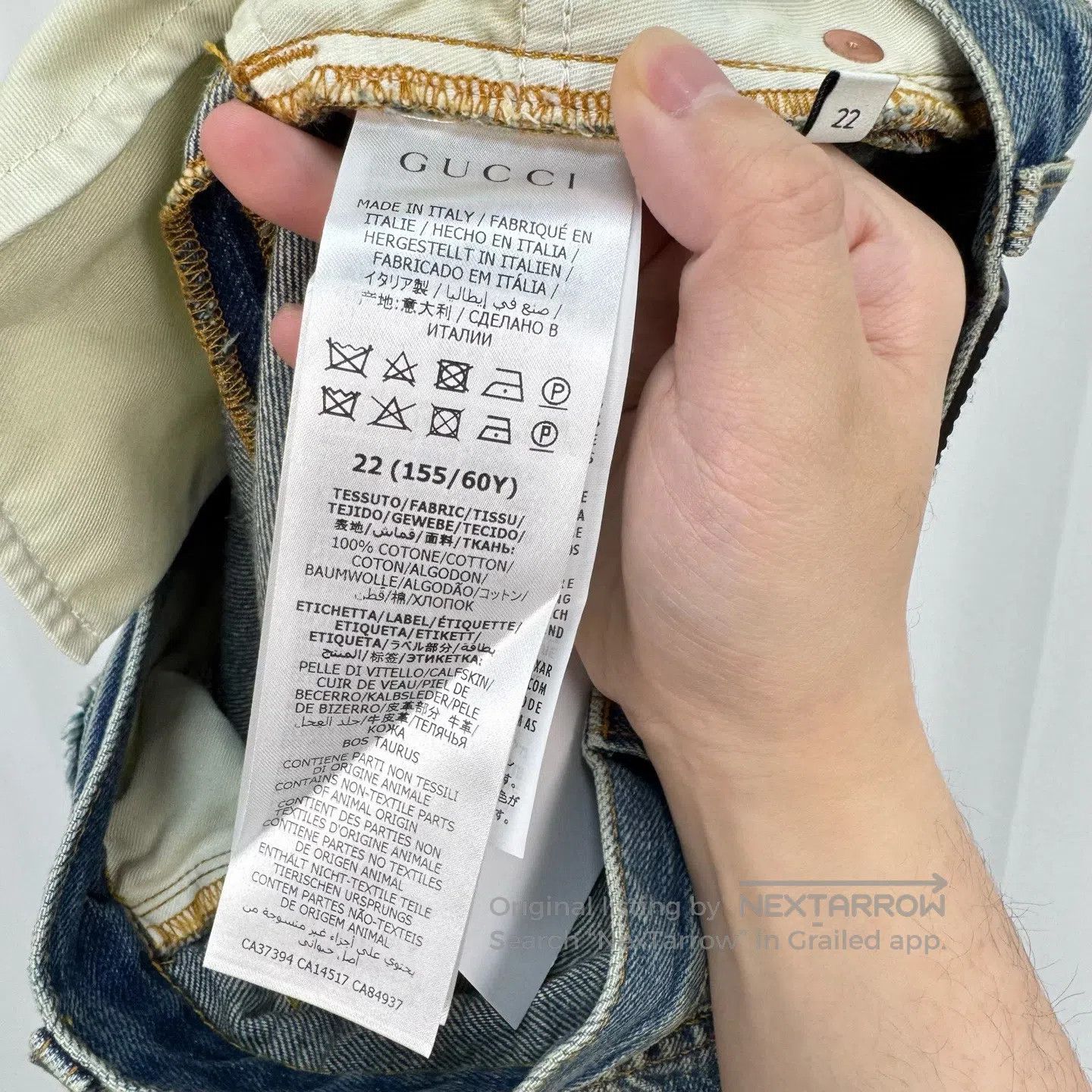 Gucci Guicci Ripped Leather Patch Washed Jeans| Size 22" - 7 Thumbnail