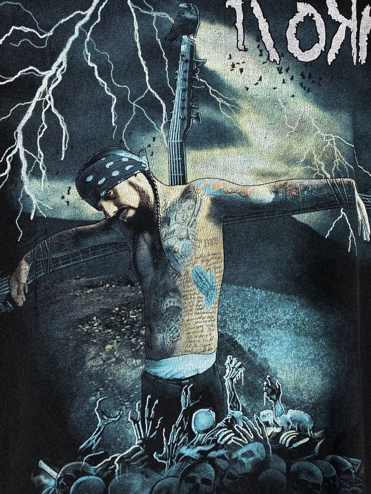 Vintage 00s Korn Rock Band Graphic Print Black T-shirt