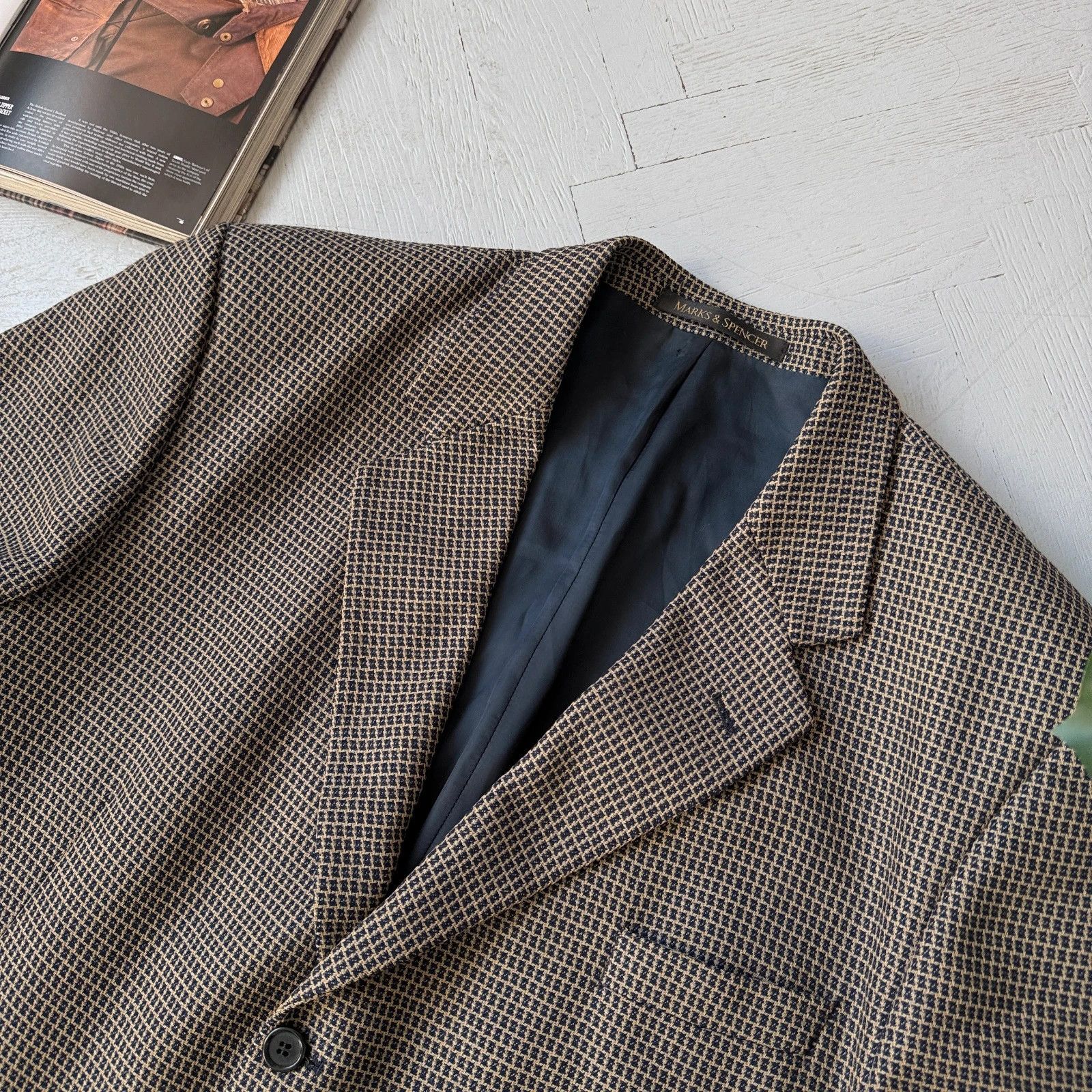 Marks & Spencer Vintage Preppy Classic Wool Check Blazer Jacket Elegant Size US XL / EU 56 / 4 - 4 Thumbnail