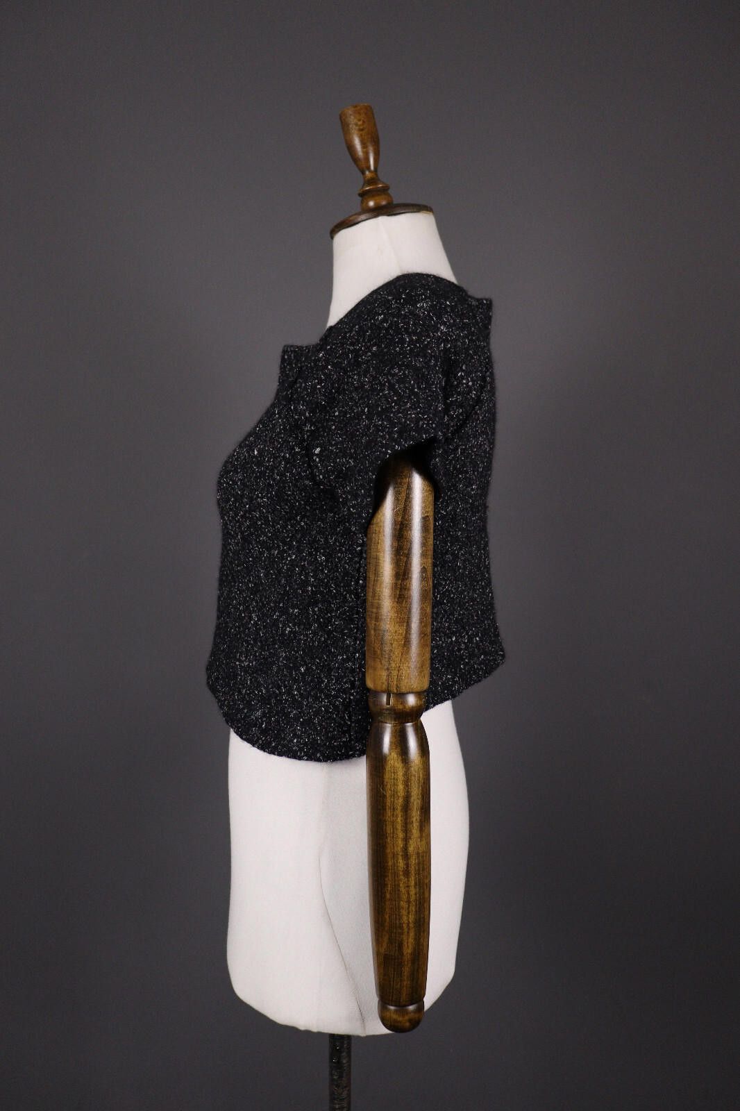 Oscar De La Renta Oska Black Wool Short Sleeve Sweater Size 1 / UK 10 / US 6-8 Size M / US 6-8 / IT 42-44 - 4 Thumbnail