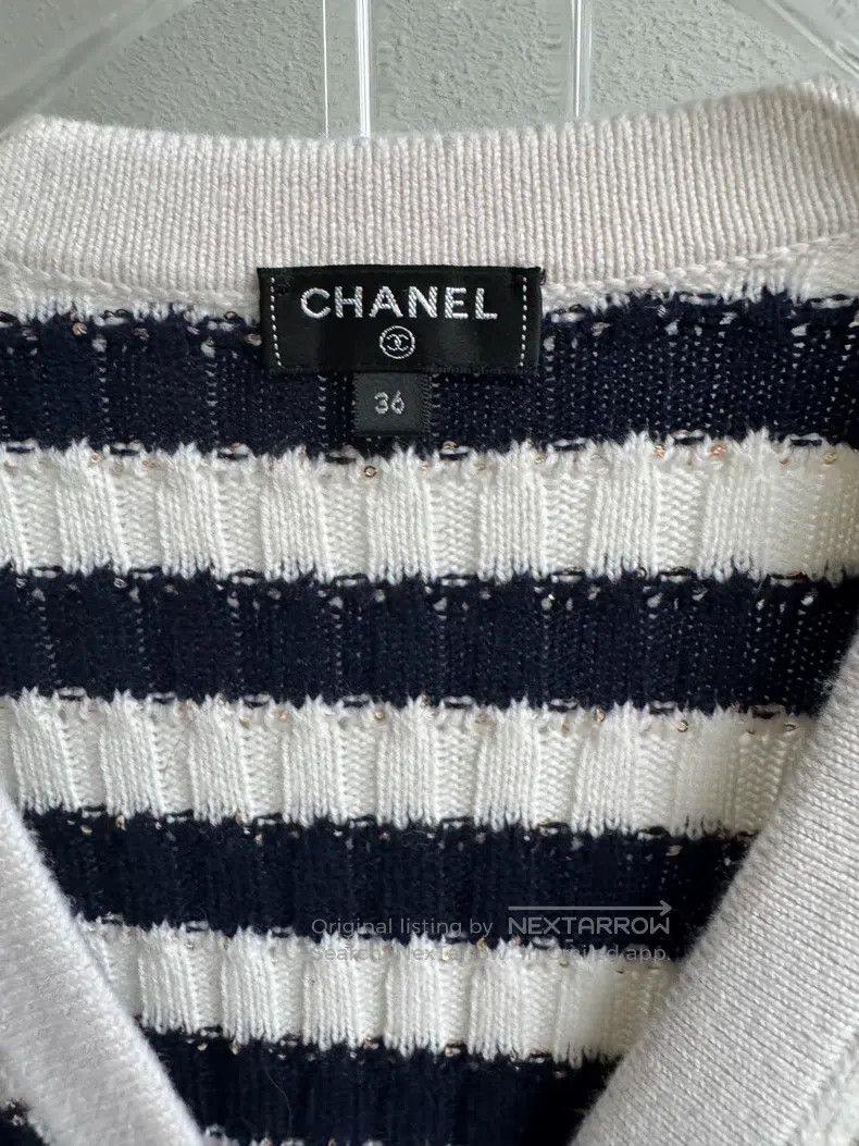 Chanel Chanel Navy-style striped knitted cardigan coat Size XS / US 0-2 / IT 36-38 - 3 Thumbnail