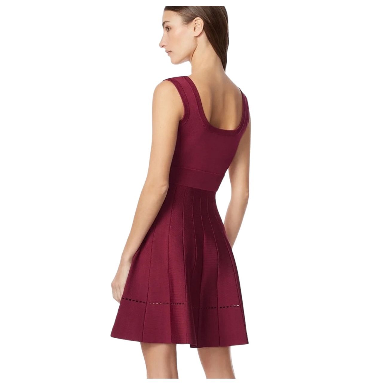 Herve Leger Herve Leger Paris Pleated Ponte Burgundy Mini Dress Size L Size L / US 10 / IT 46 - 4 Thumbnail