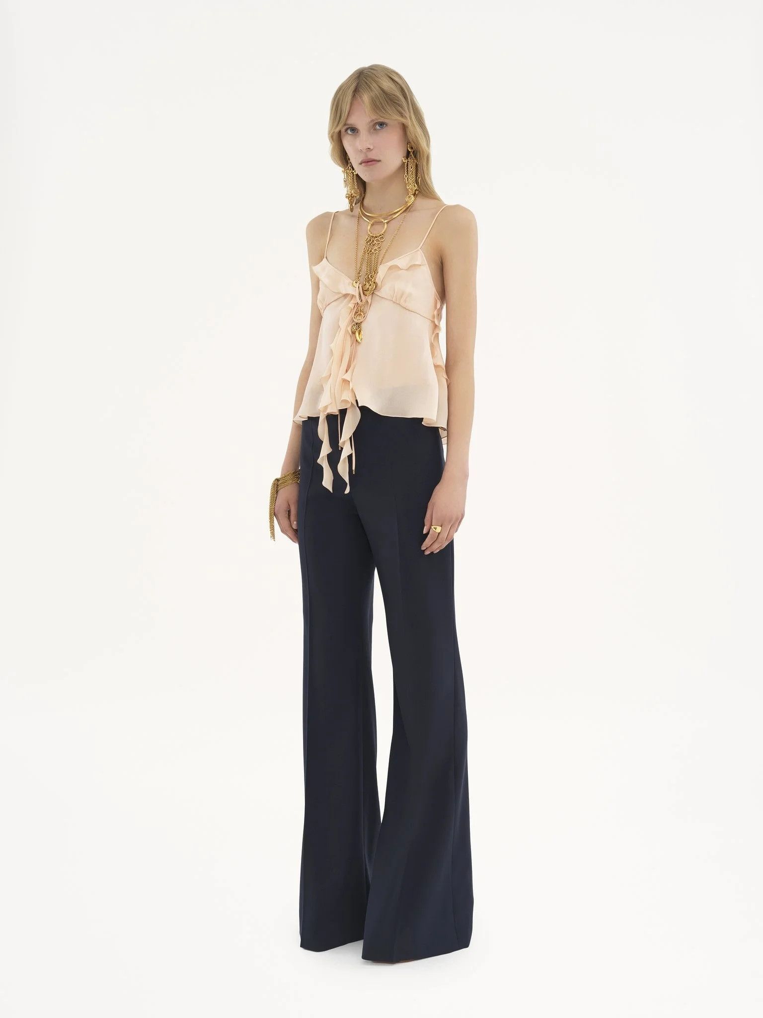 Chloe o1loc1c10326 Flared Tailored Pant in Eclipse Blue Size 26" / US 2 / IT 38 - 2 Thumbnail
