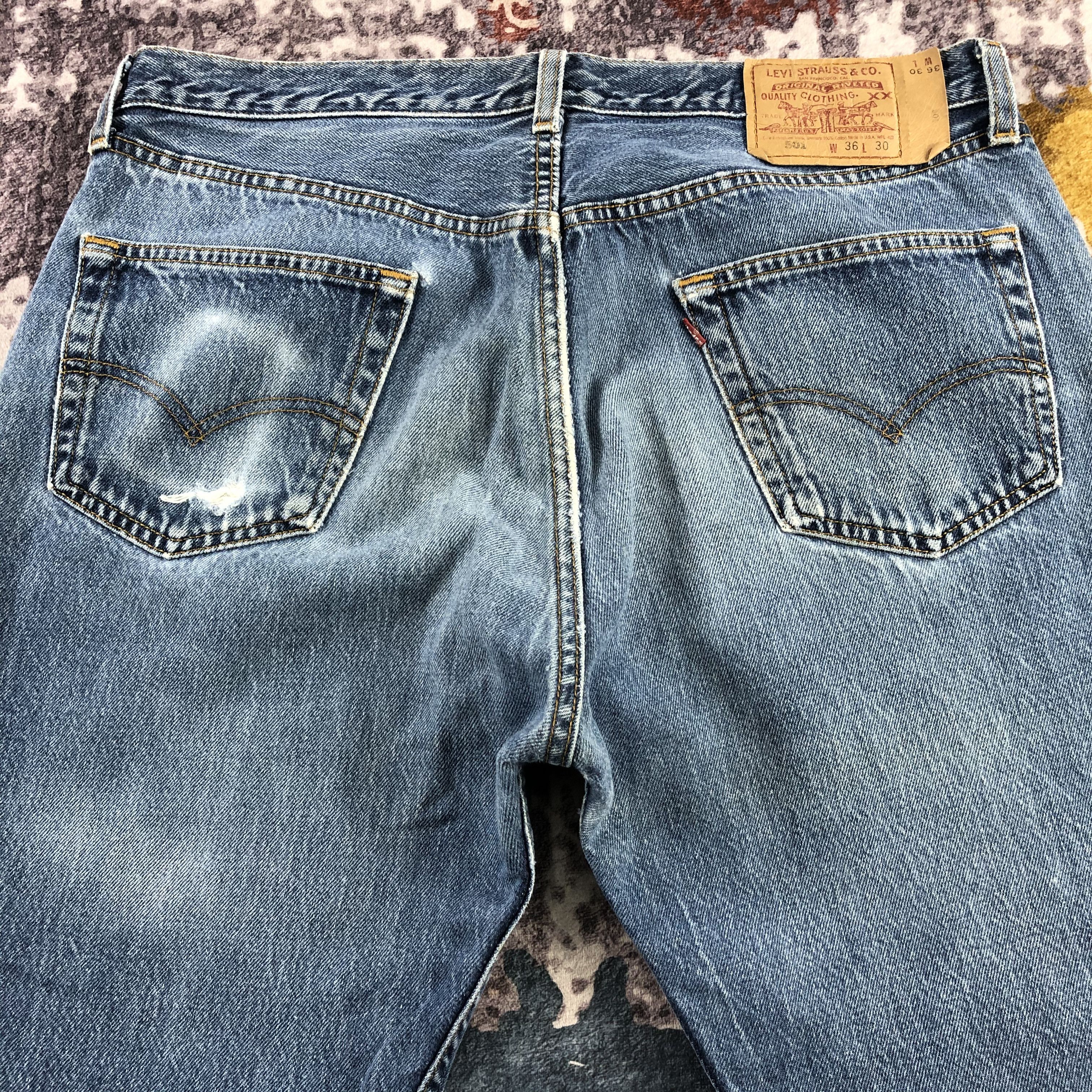 Levi's 90s Vintage Blue Wash Levis 501 Jeans-JM2747 Size US 36 / EU 52 - 5 Thumbnail