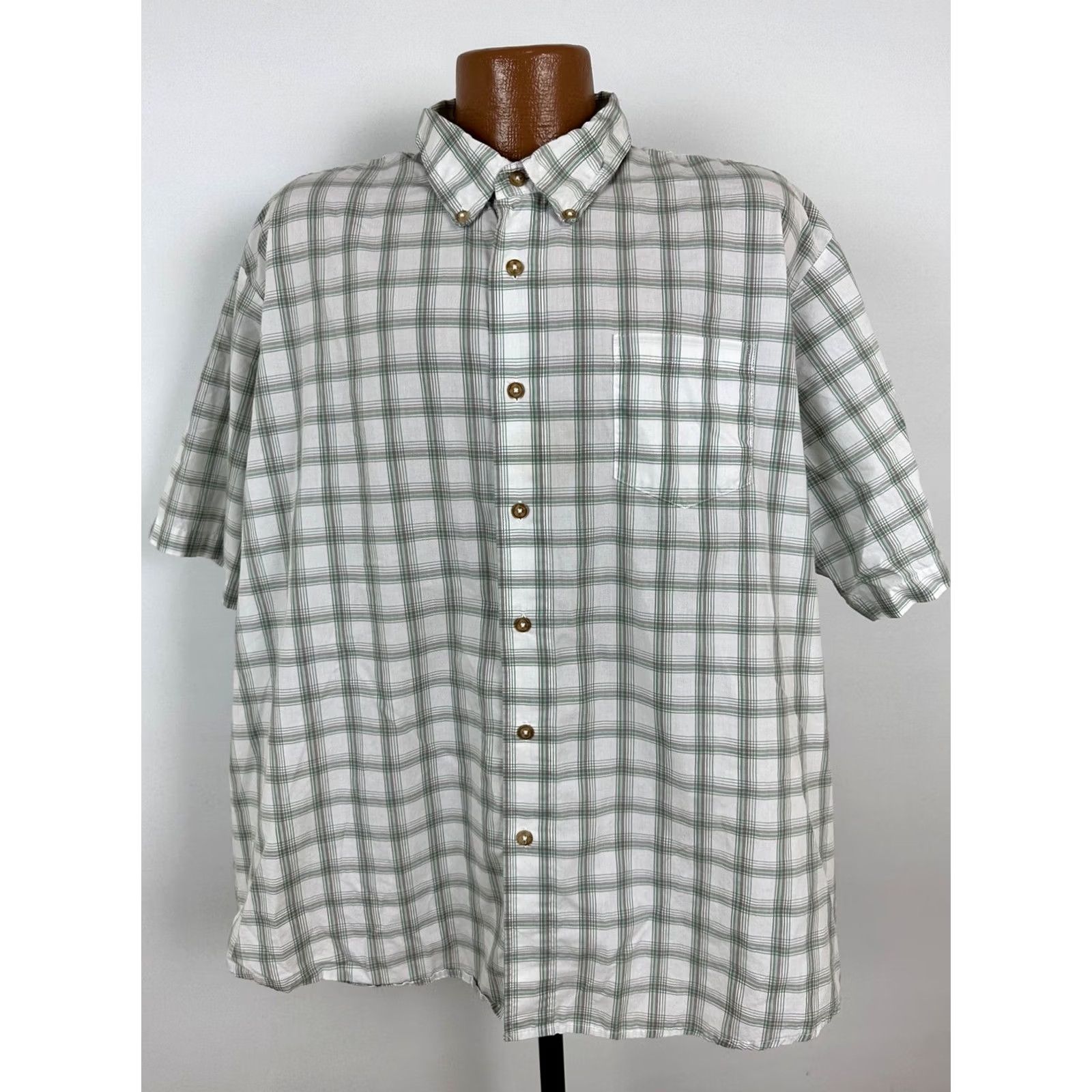 Wrangler Wrangler Shirt Men 2XL Button-Up Plaid Short Sleeve Wrinkle-Resistant Casual Work Shirt White Size US XXL / EU 58 / 5 - 3 Thumbnail