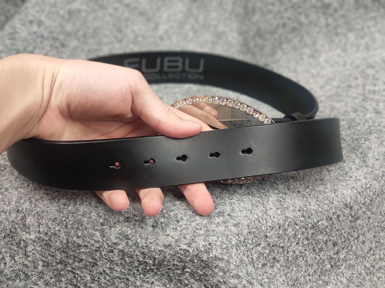 Fubu Vintage FUBU leather belt buckle rhinestones rap style 2000s Size ONE SIZE - 7 Thumbnail