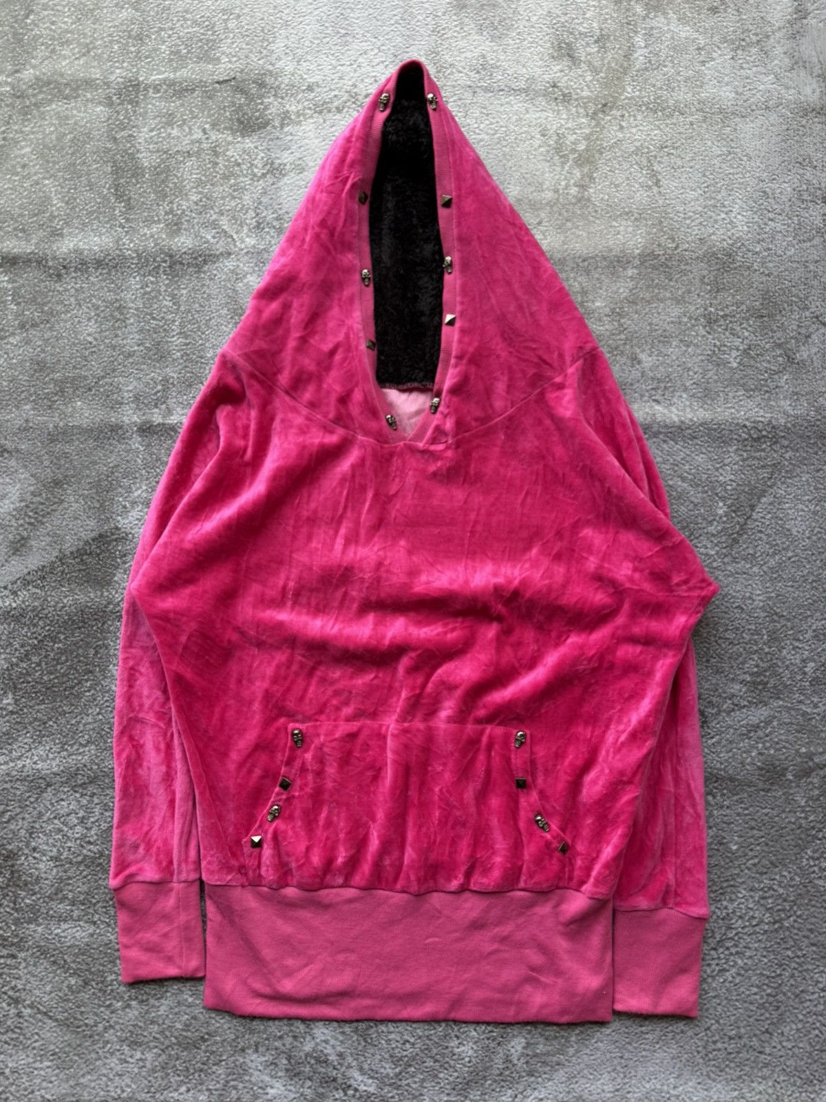 Japanese Brand Japanese Studded Skull Velvet Hoodie Size US L / EU 52-54 / 3 - 1 Thumbnail
