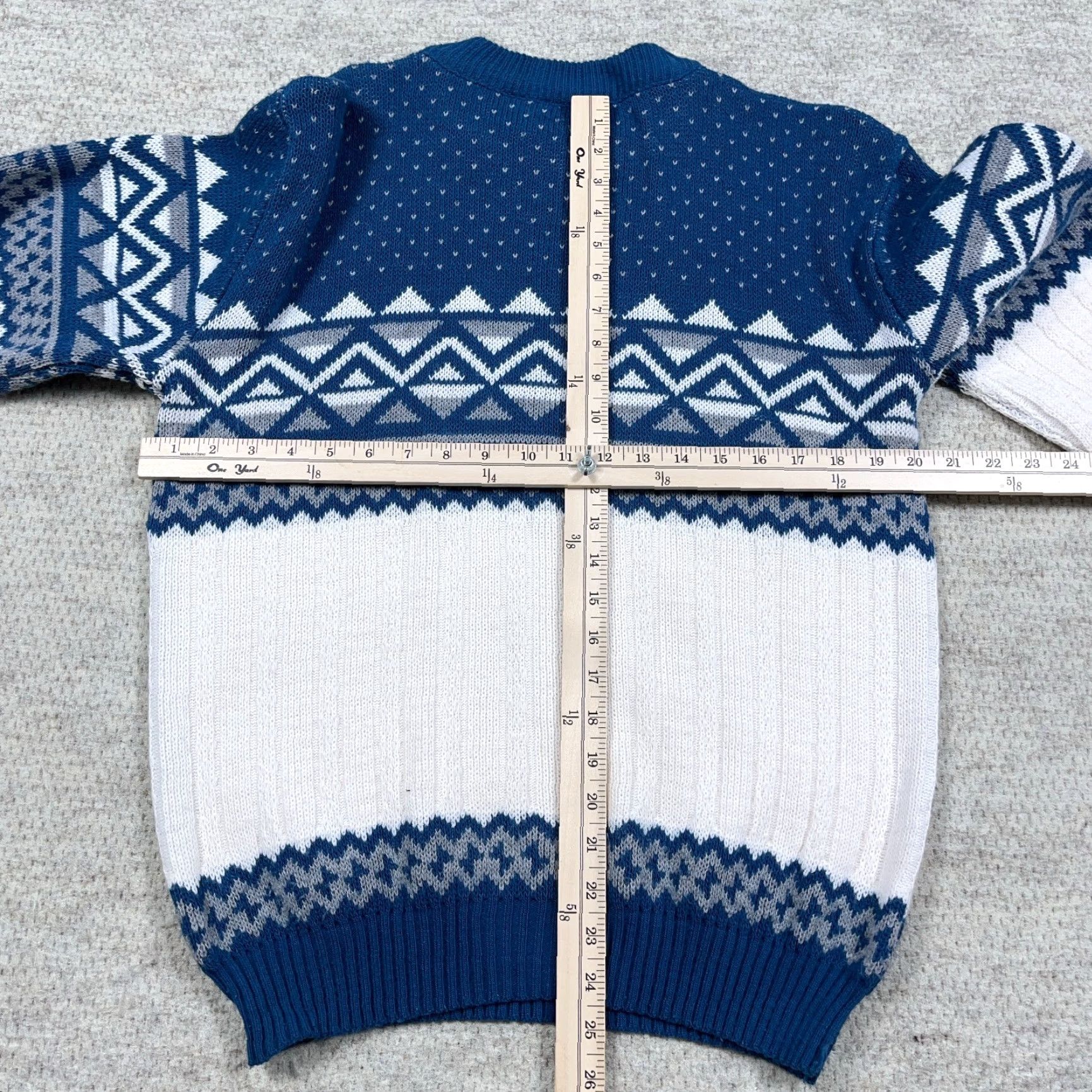 Vintage VINTAGE Grandpa Sweater Men Medium Blue Geometric Nordic Birdseye 90s Knit Cosby Size US M / EU 48-50 / 2 - 6 Thumbnail