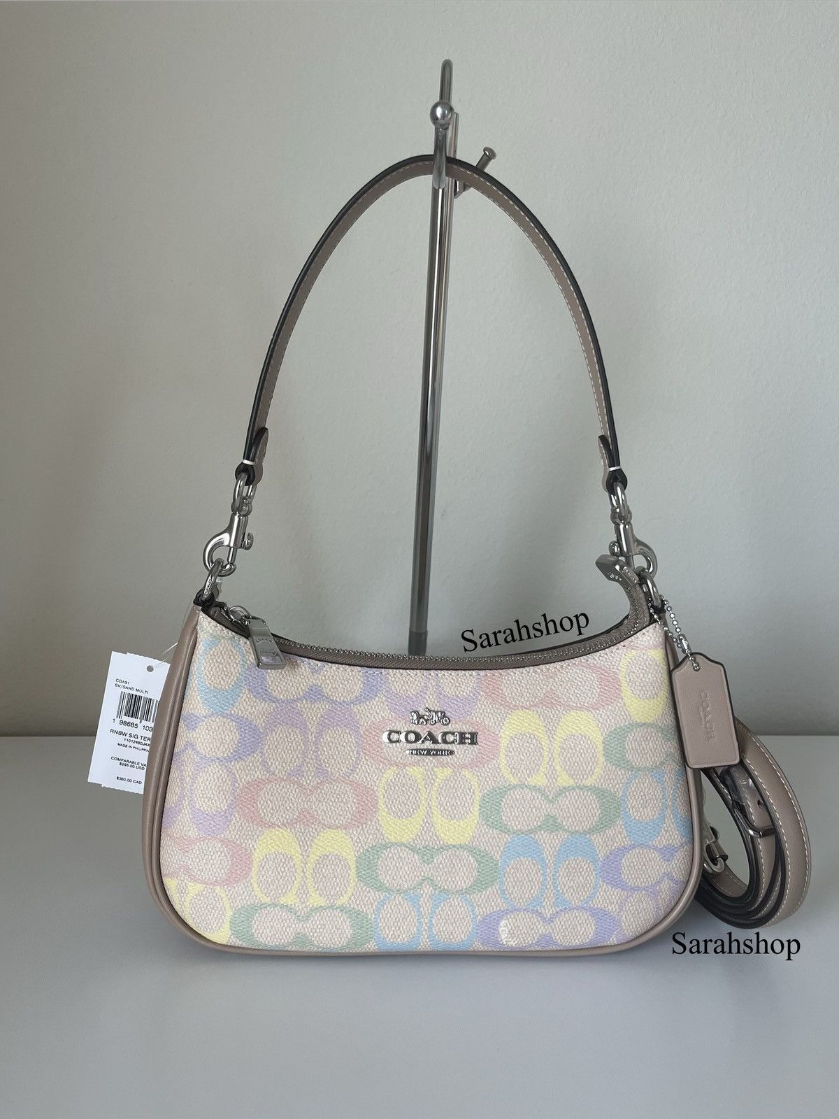 Coach Teri Shoulder Bag In Rainbow Signature Canvas