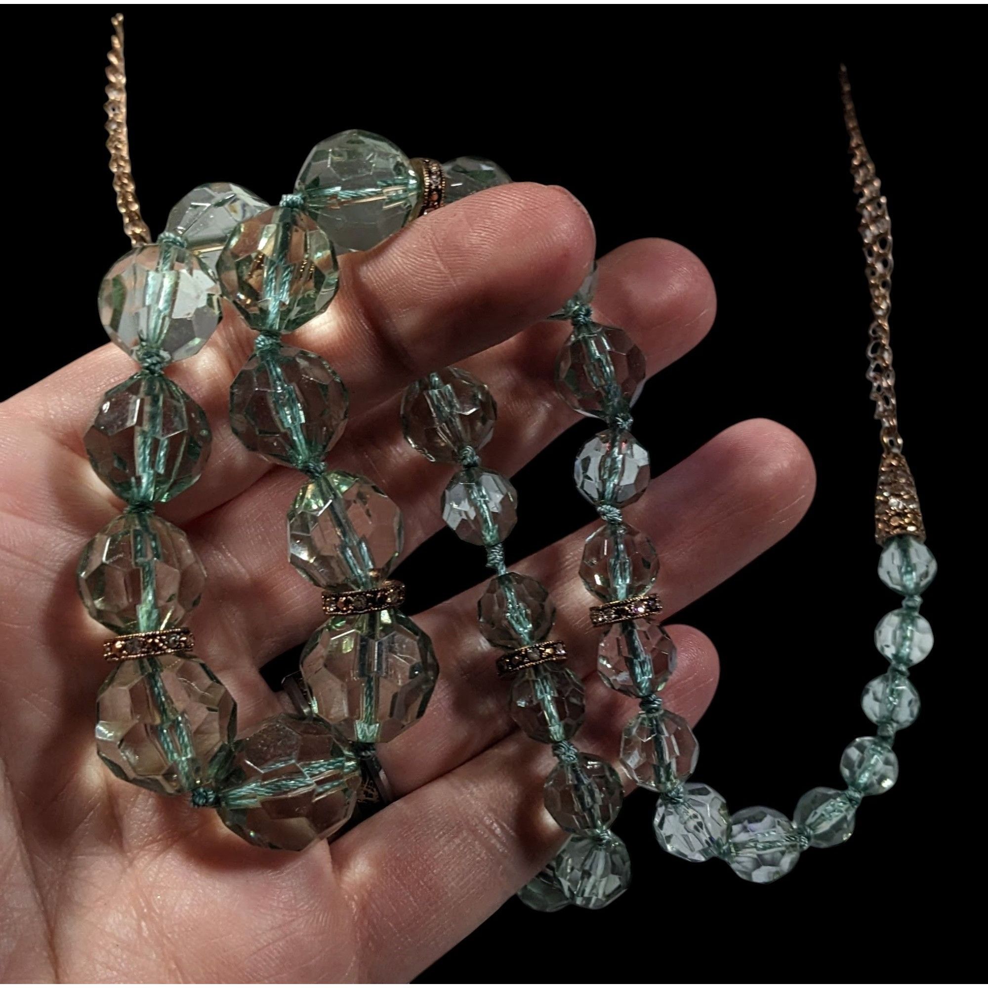 Other Vintage Glam Translucent Mint And Gold Tone Beaded Necklace Size ONE SIZE - 6 Thumbnail