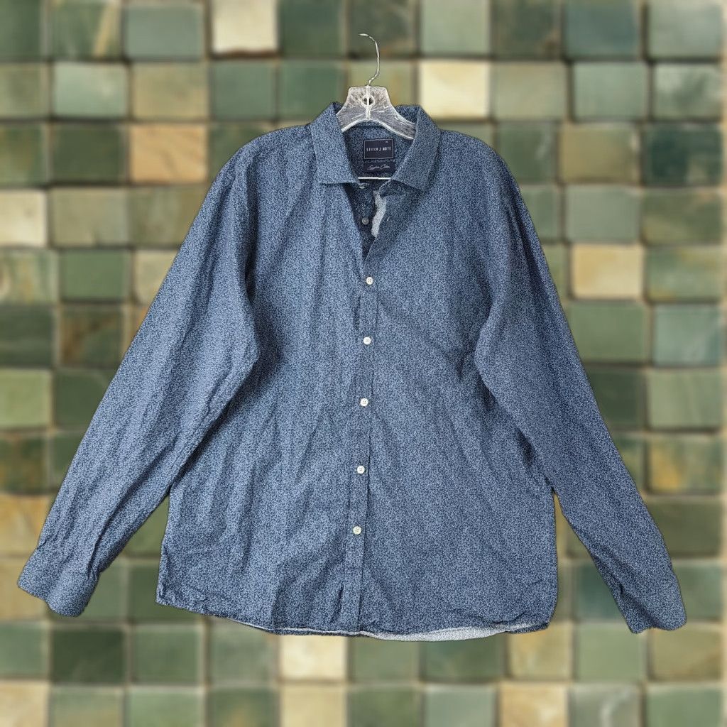 Vintage STITCH NOTE Button-Up Shirt Mens Long Sleeve Blue Egyptian Cotton XL Adults Size US XL / EU 56 / 4 - 1 Thumbnail