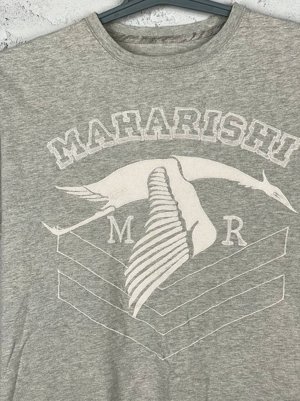 Japanese Brand Military Maharishi MHI Grey Embroidered Crane T Shirt Size L / US 10 / IT 46 - 3 Thumbnail