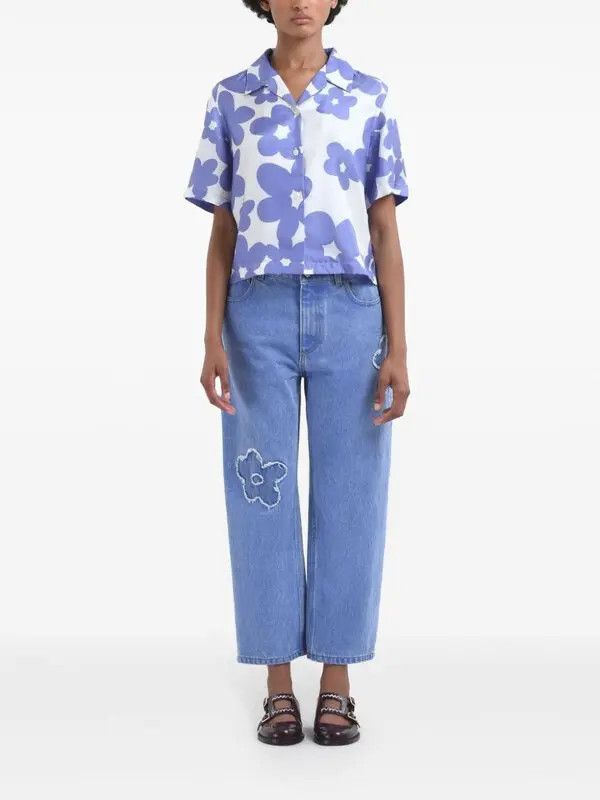 Marni o1w1db10426 Floral-Print Shirt in Purple Size L / US 10 / IT 46 - 2 Thumbnail