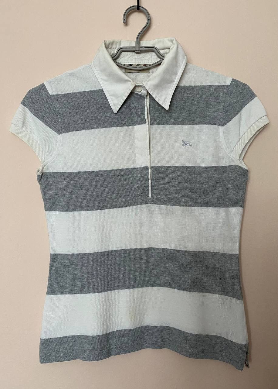 Burberry × Vintage 📌 Auth Burberry London - Gray White Women's Polo Size M / US 6-8 / IT 42-44 - 1 Thumbnail