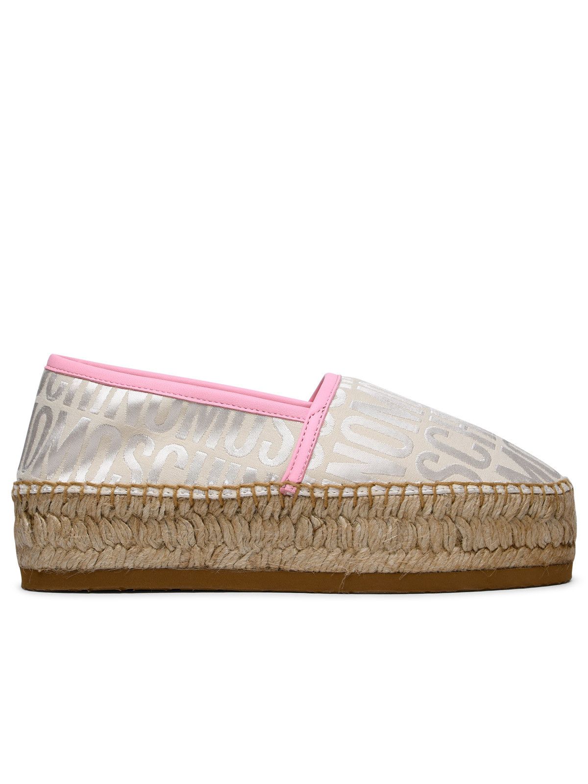 image of Moschino Logo Ivory Cotton Blend Espadrille Shoes in Beige, Women's (Size 10)