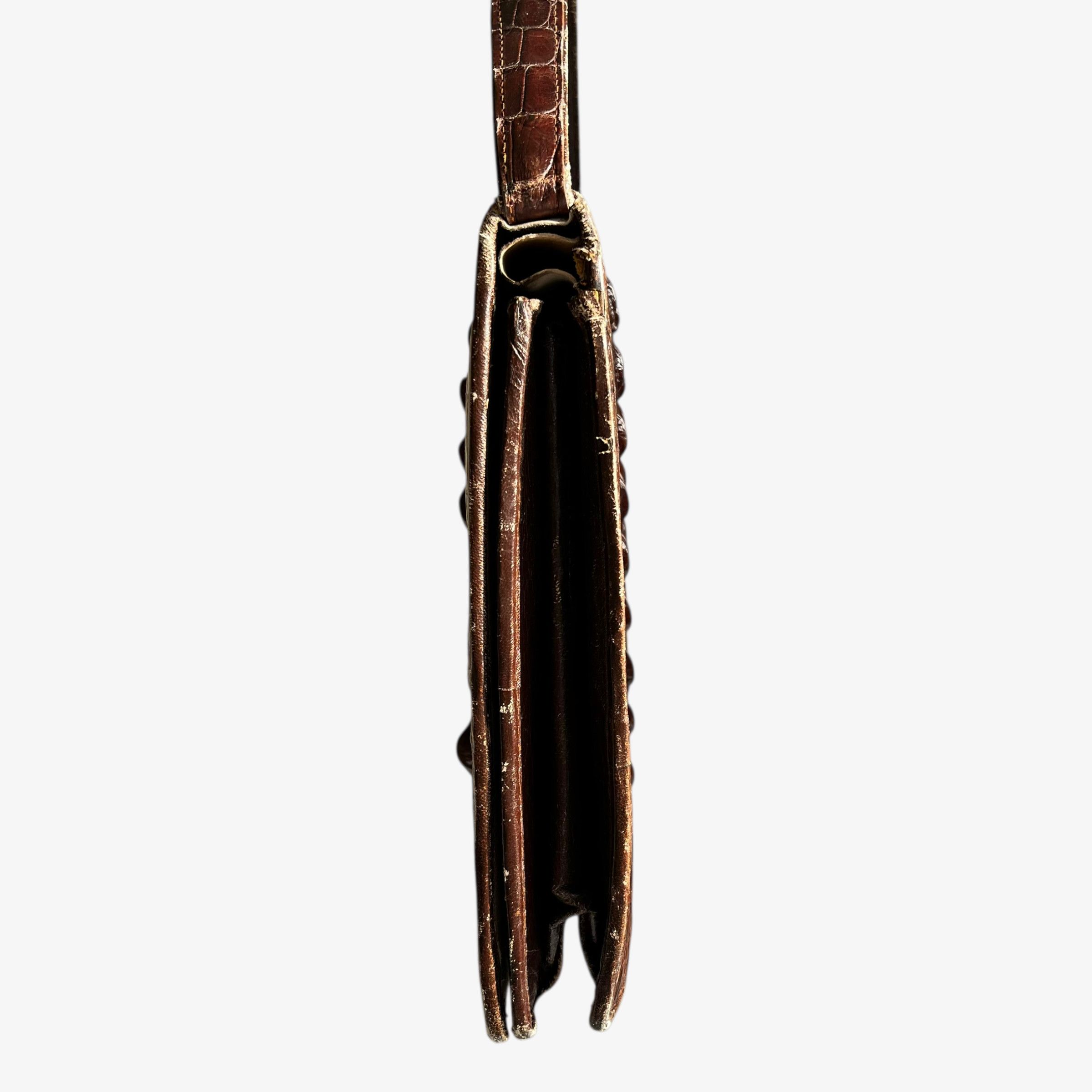 Other Vintage 1950s Brown Crocodile Leather Shoulder Bag Size ONE SIZE - 6 Thumbnail
