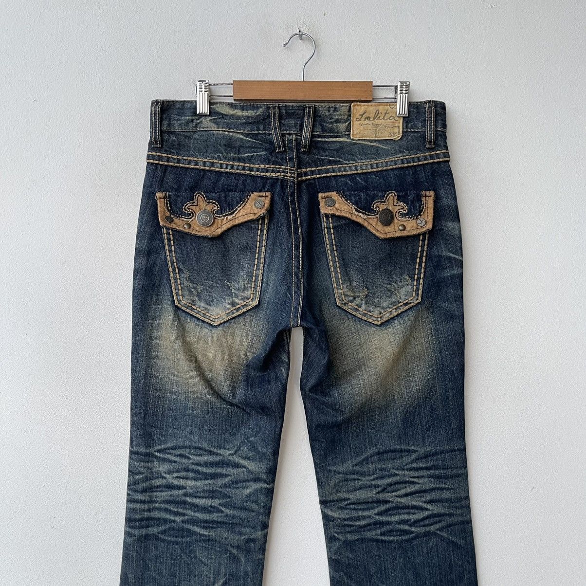 Lolita Jeans Archival Lolita Jeans Fleur-de-lis Suede Patchwork Denim Size US 30 / EU 46 - 9 Thumbnail