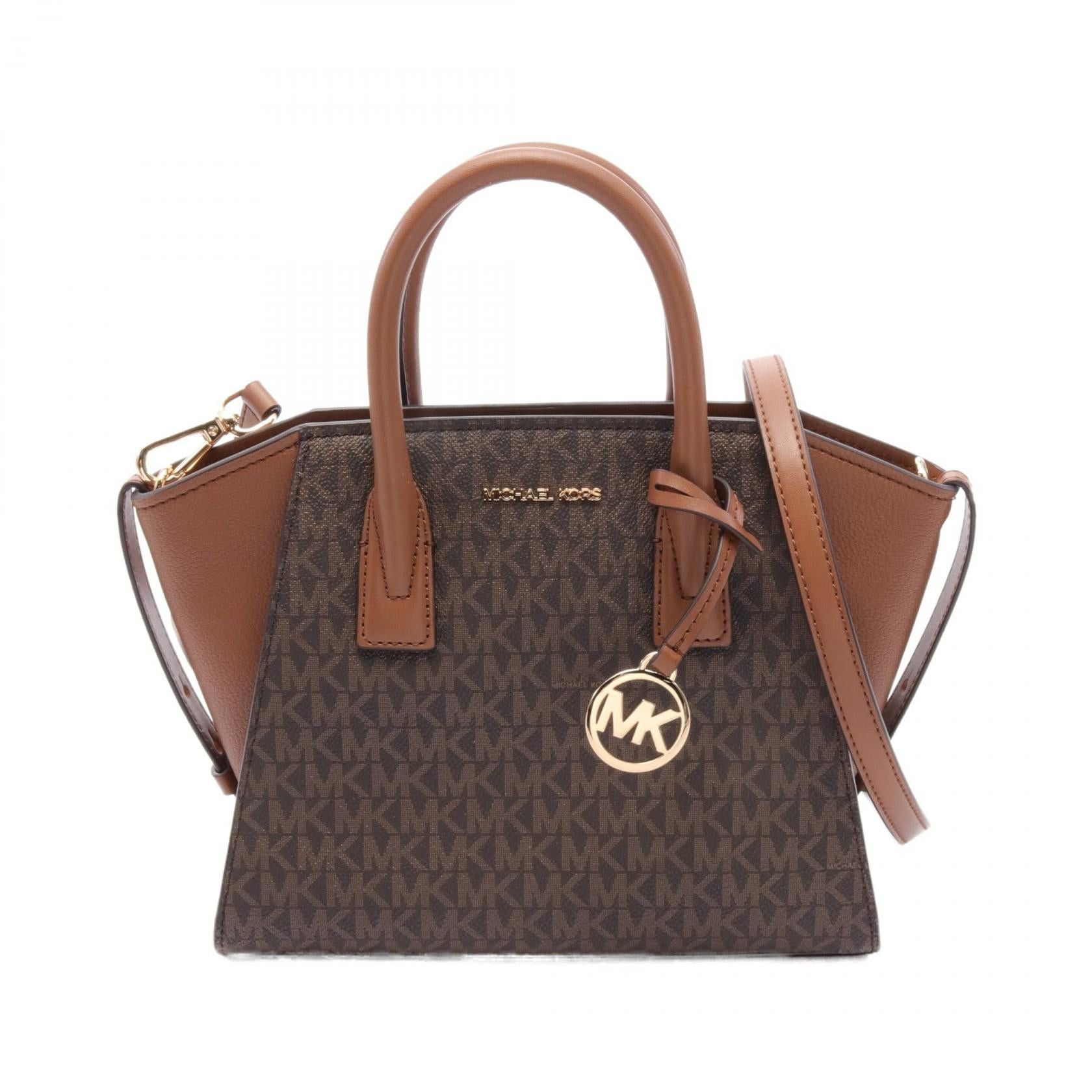 Michael Kors Avril Handbag Coated Canvas Leather Brown