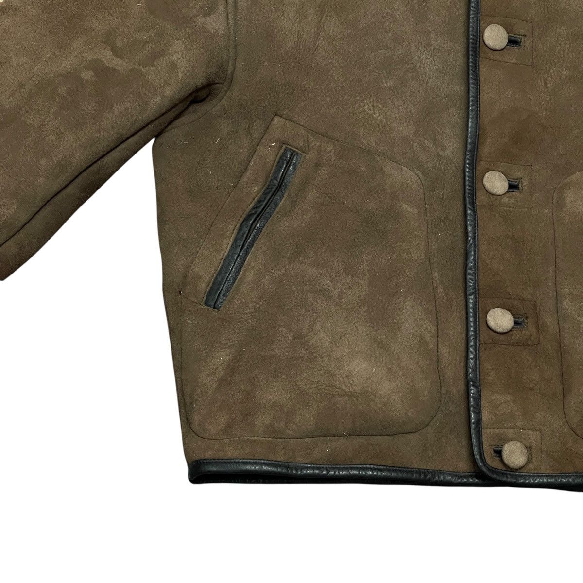 Leather Vintage Brown Suede Sheepskin Leather Shearling Jacket Size US M / EU 48-50 / 2 - 4 Thumbnail
