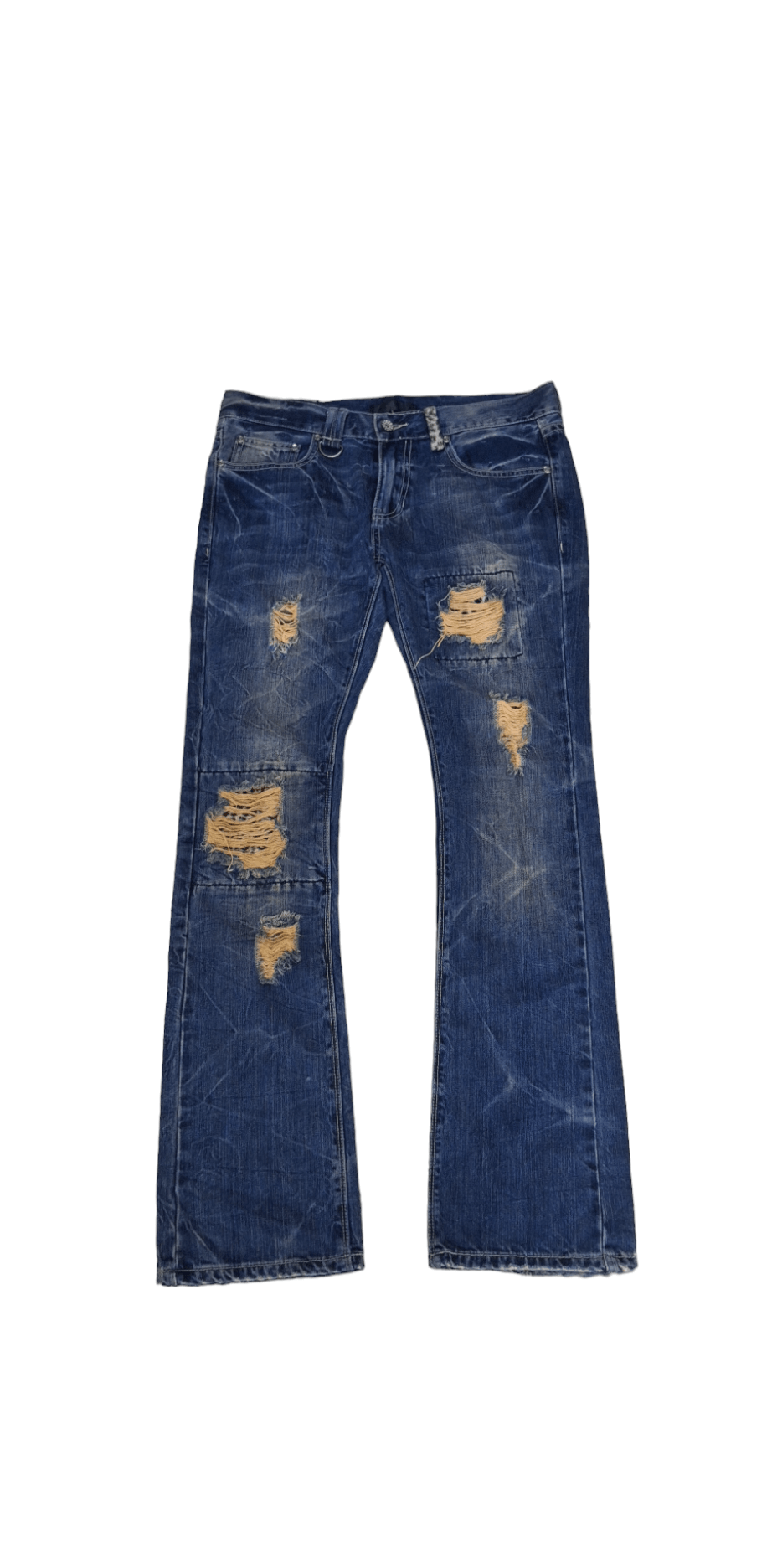 The Black Gene Distressed Flared Denim Jeans