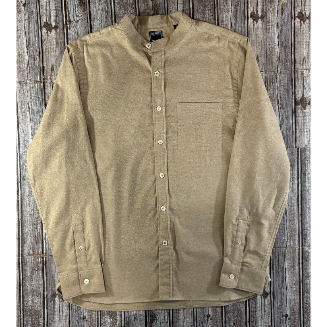 Todd Snyder Todd Snyder Band Collar flannel Shirt size L color beige NWT Size US L / EU 52-54 / 3 - 1 Thumbnail