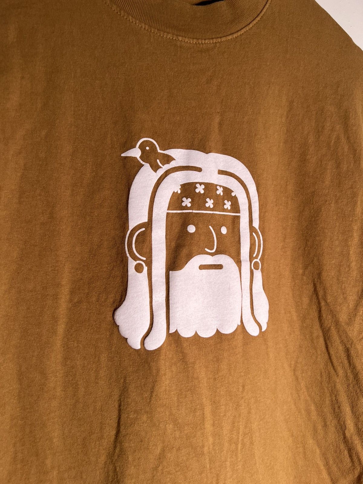 Vintage Modern Hippie Cartoon Puff Print Streetwear Retro Tan Shirt Size US XL / EU 56 / 4 - 5 Thumbnail