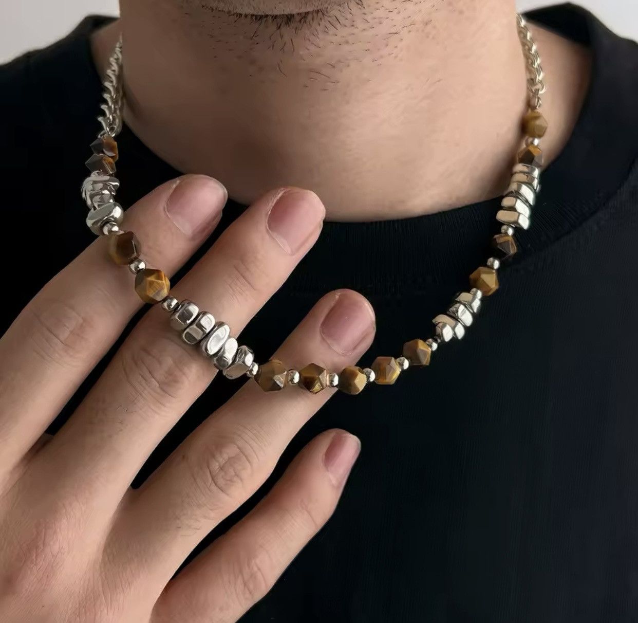 Jewelry Ingemark Hip Hop Silver Color Stainless Steel Chain Necklac Size ONE SIZE - 1 Thumbnail