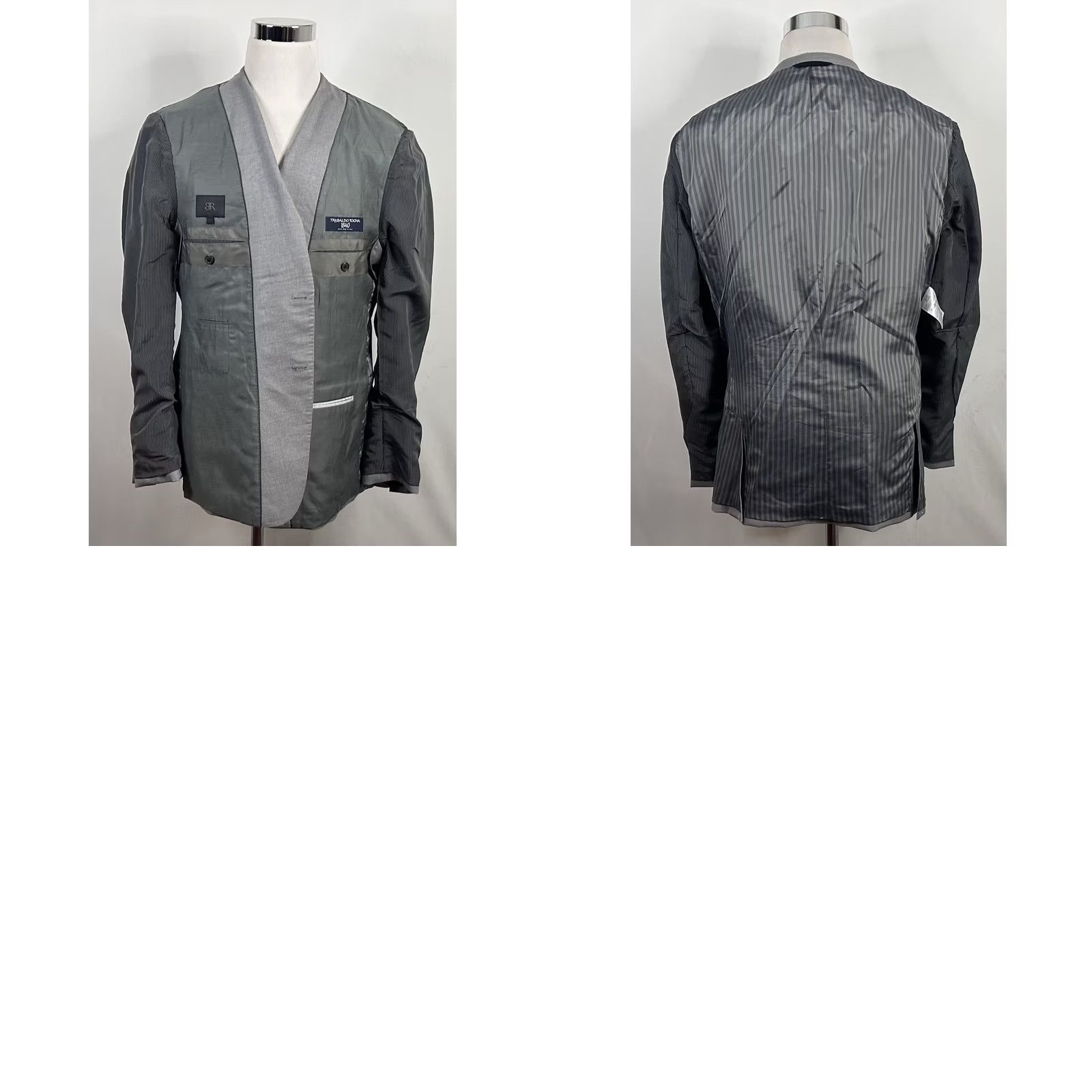 Banana Republic Banana Republic Sport Coat Gray Wool 46L Two-Button Double Vented Notch Lapel +Jacket Front Style Size US XS / EU 42 / 0 - 8 Thumbnail
