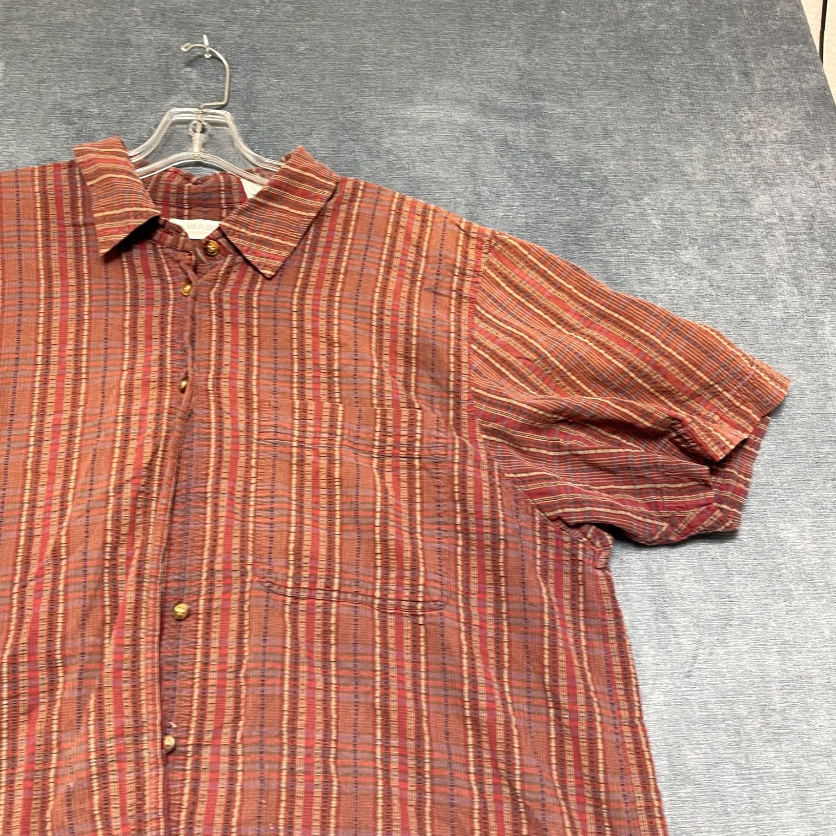 Vintage Elisabeth by Liz Claiborne Shirt Women 18 Brown Striped Cotton Button Up Size XXL / US 16-18 / IT 52-54 - 5 Thumbnail