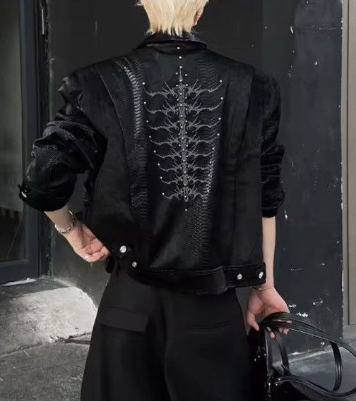 Japanese Brand Texture PU Leather Gothic Jacket – Embossed Snake Motif Size US L / EU 52-54 / 3 - 10 Thumbnail