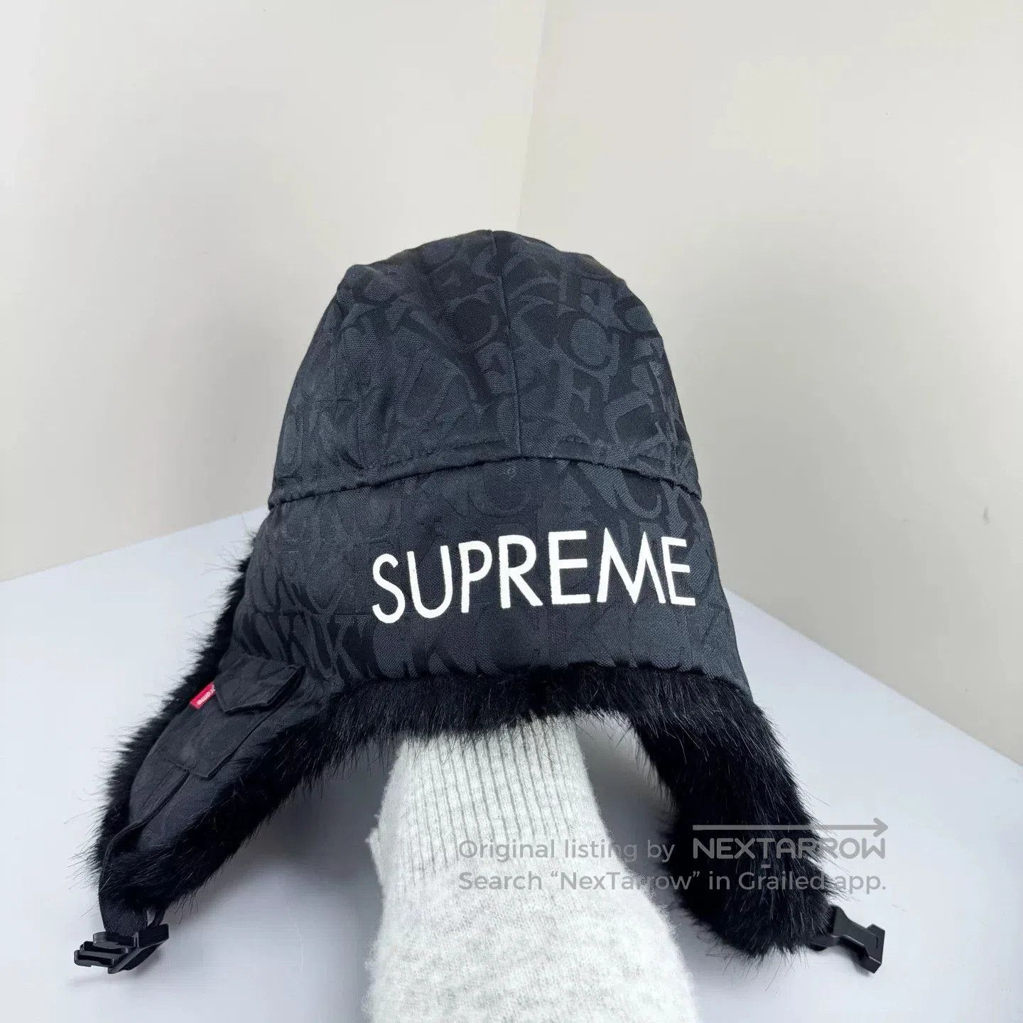 supreme black fur lineman hat.