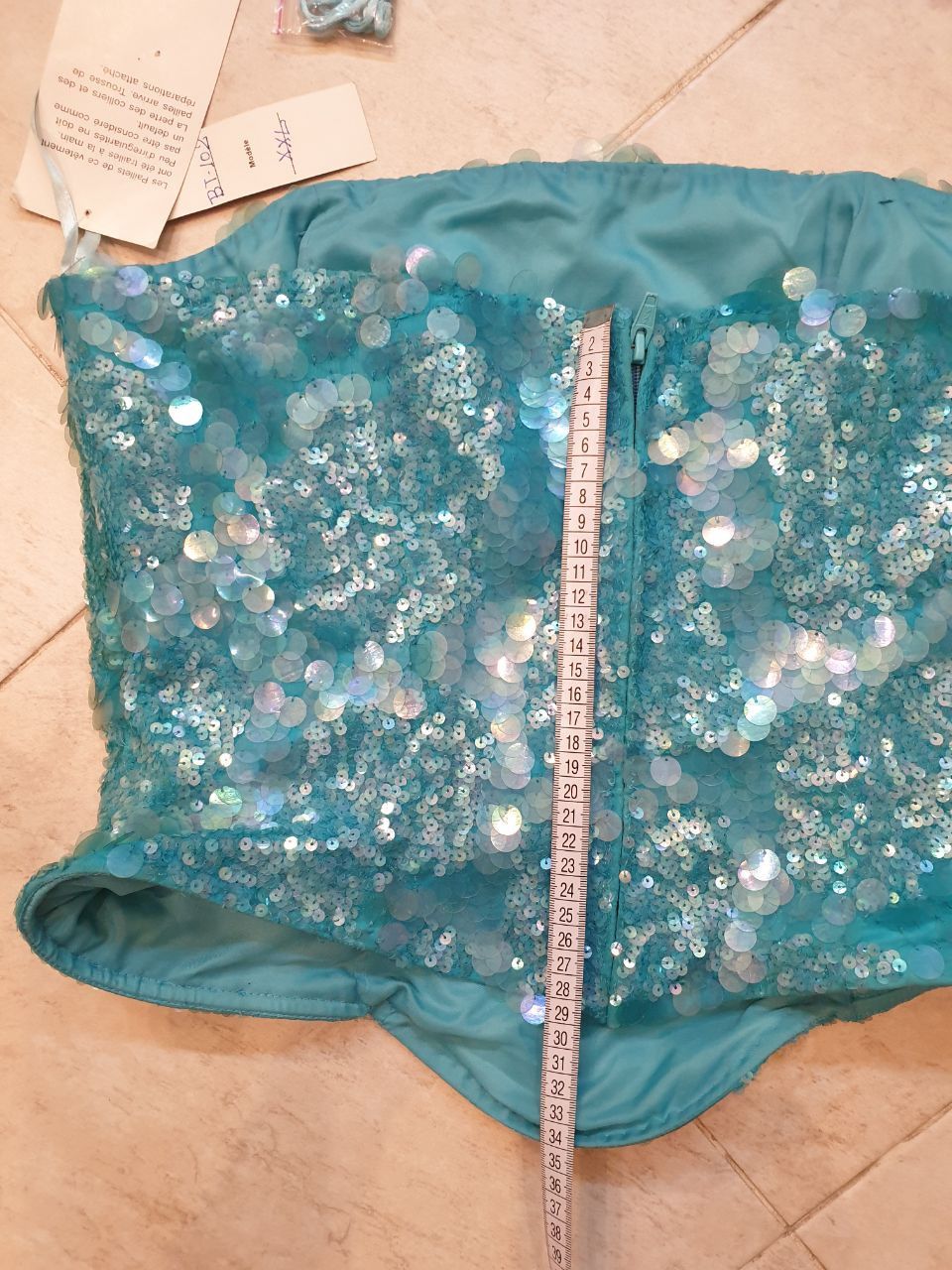 Other Sequin Corset Turquoise Sz M France Size M / US 6-8 / IT 42-44 - 3 Thumbnail
